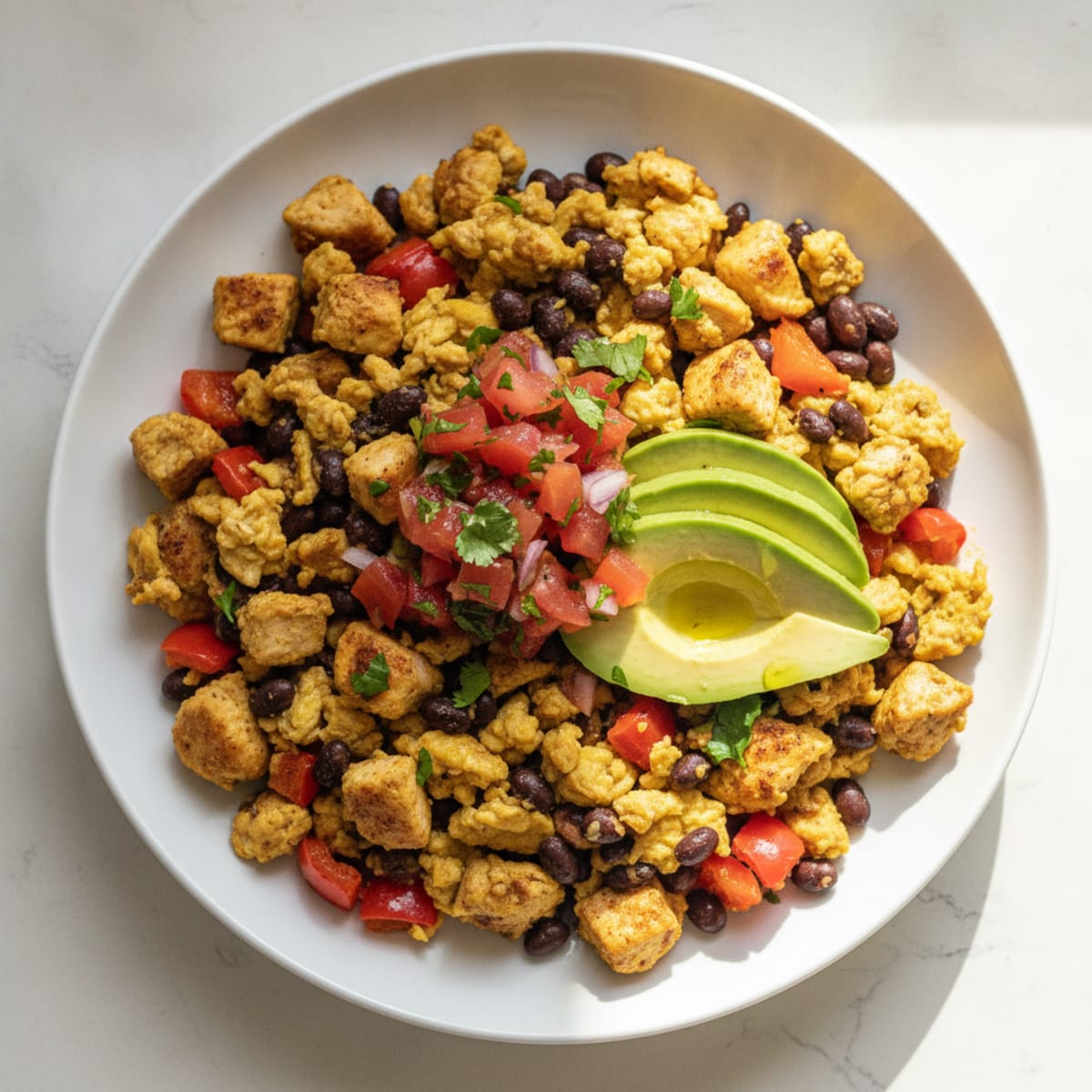 Chicken and Black Bean Scramble with Fresh Salsa