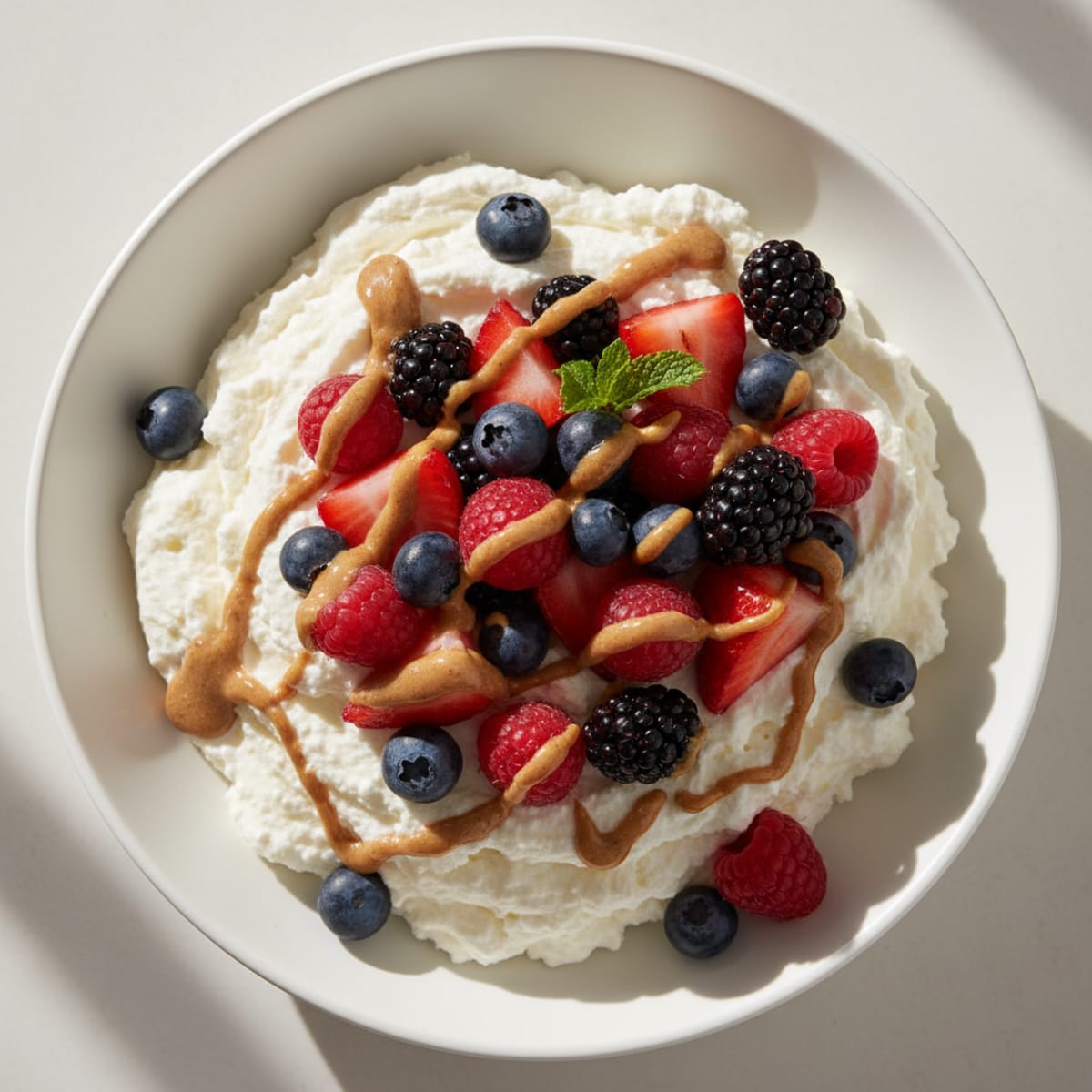 Greek Yogurt Protein Mousse with Mixed Berries