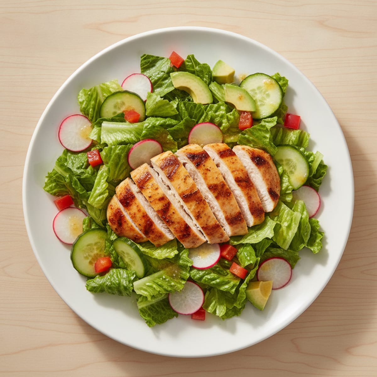 Grilled Chicken Breast Salad with Crunchy Veggies