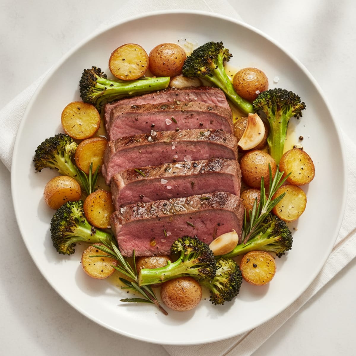 Garlic Herb Roasted Beef with Broccoli