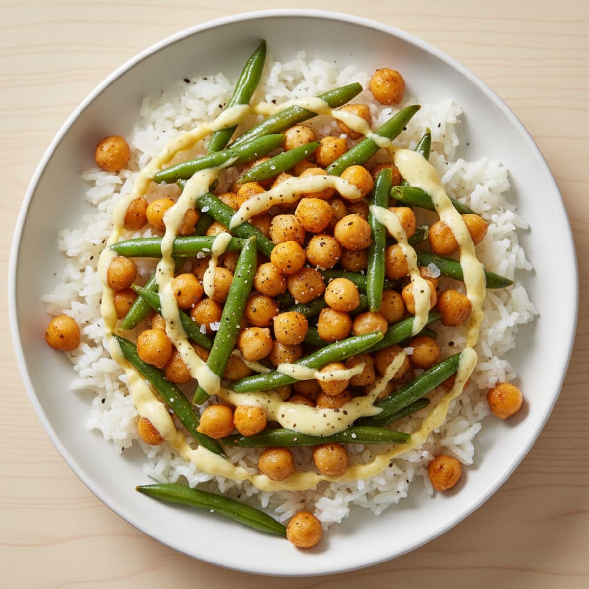Chickpea and Green Bean Rice Bowl