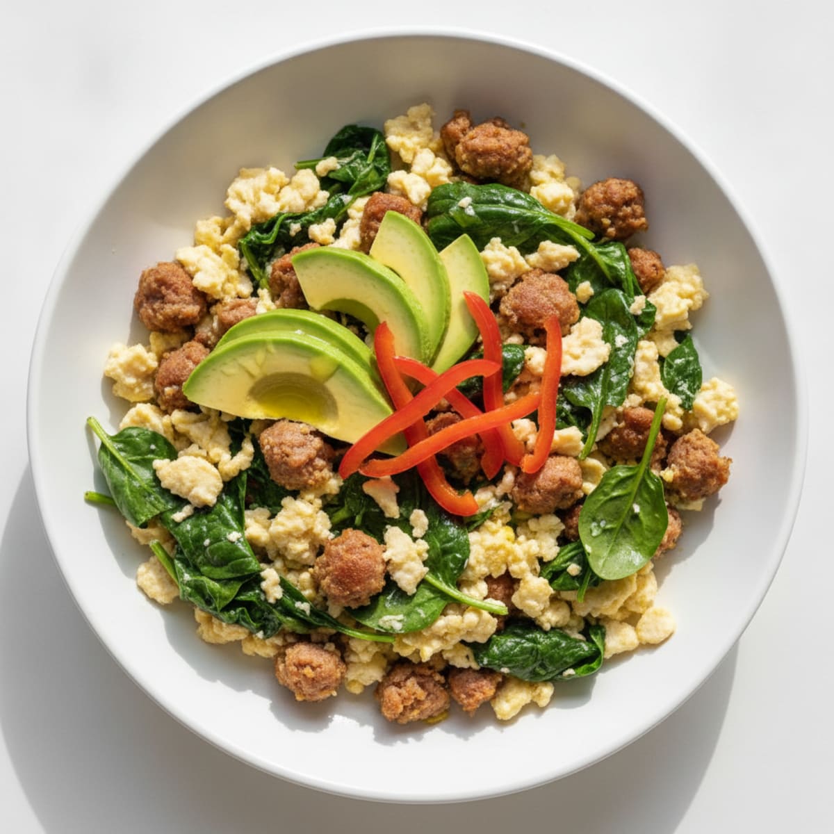 Egg White Scramble with Spinach and Turkey Sausage
