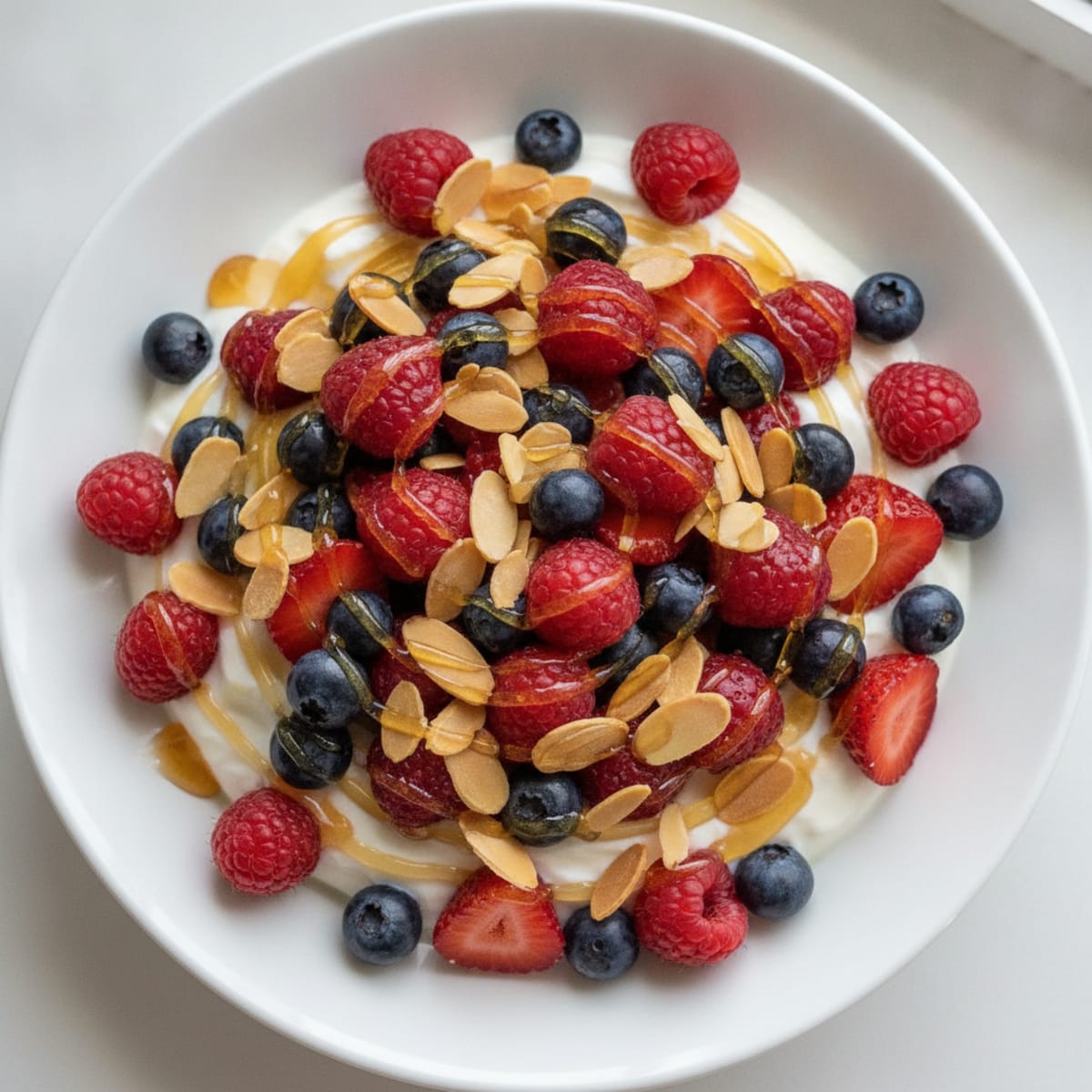 Creamy Greek Yogurt with Mixed Berries and Almonds