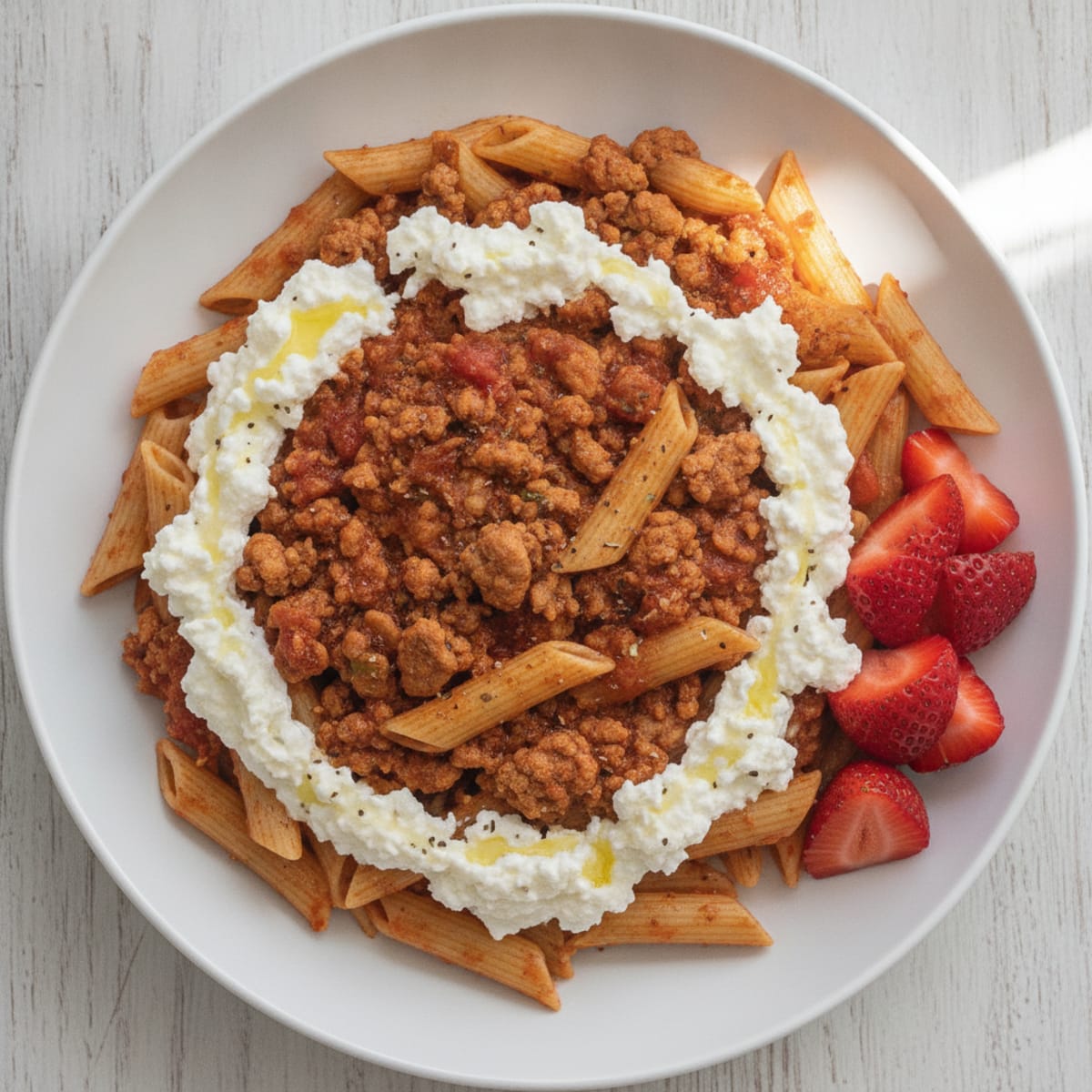 Turkey Bolognese with Cottage Cheese Pasta