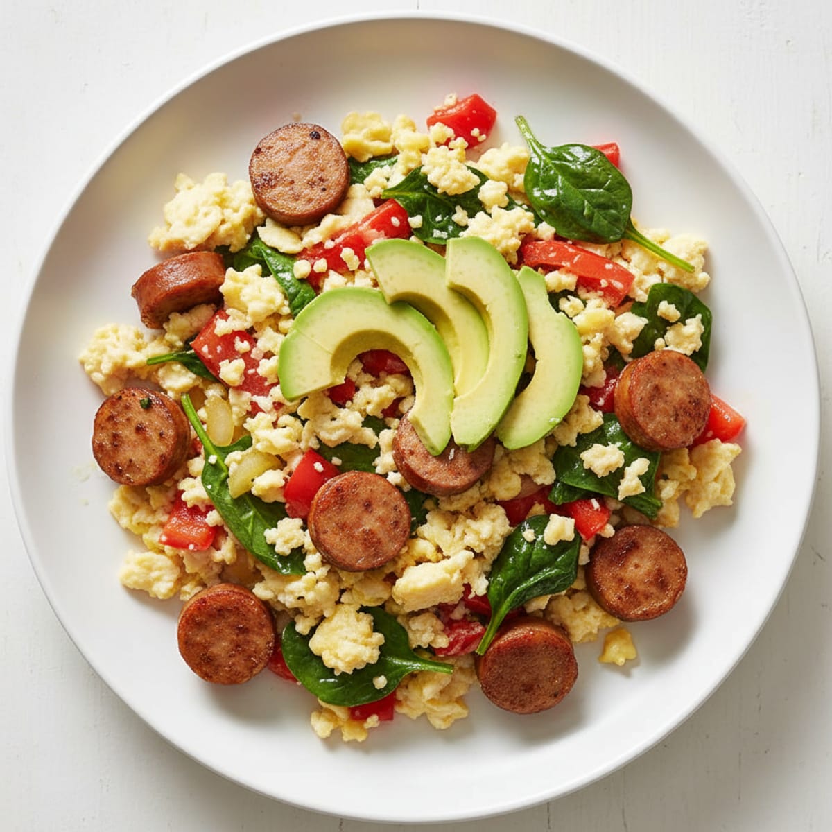 Egg White Veggie Scramble with Turkey Sausage