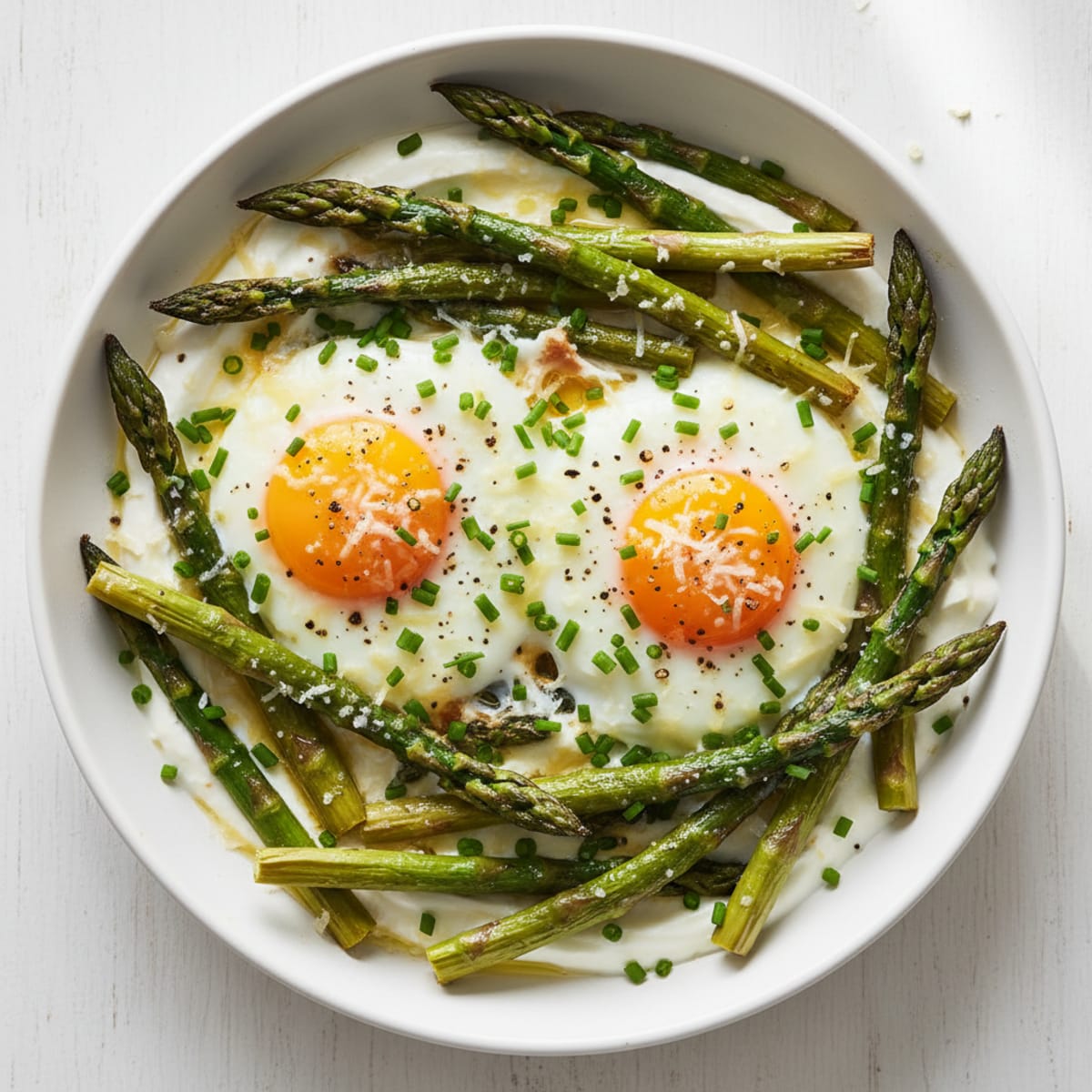 Baked Eggs with Roasted Asparagus