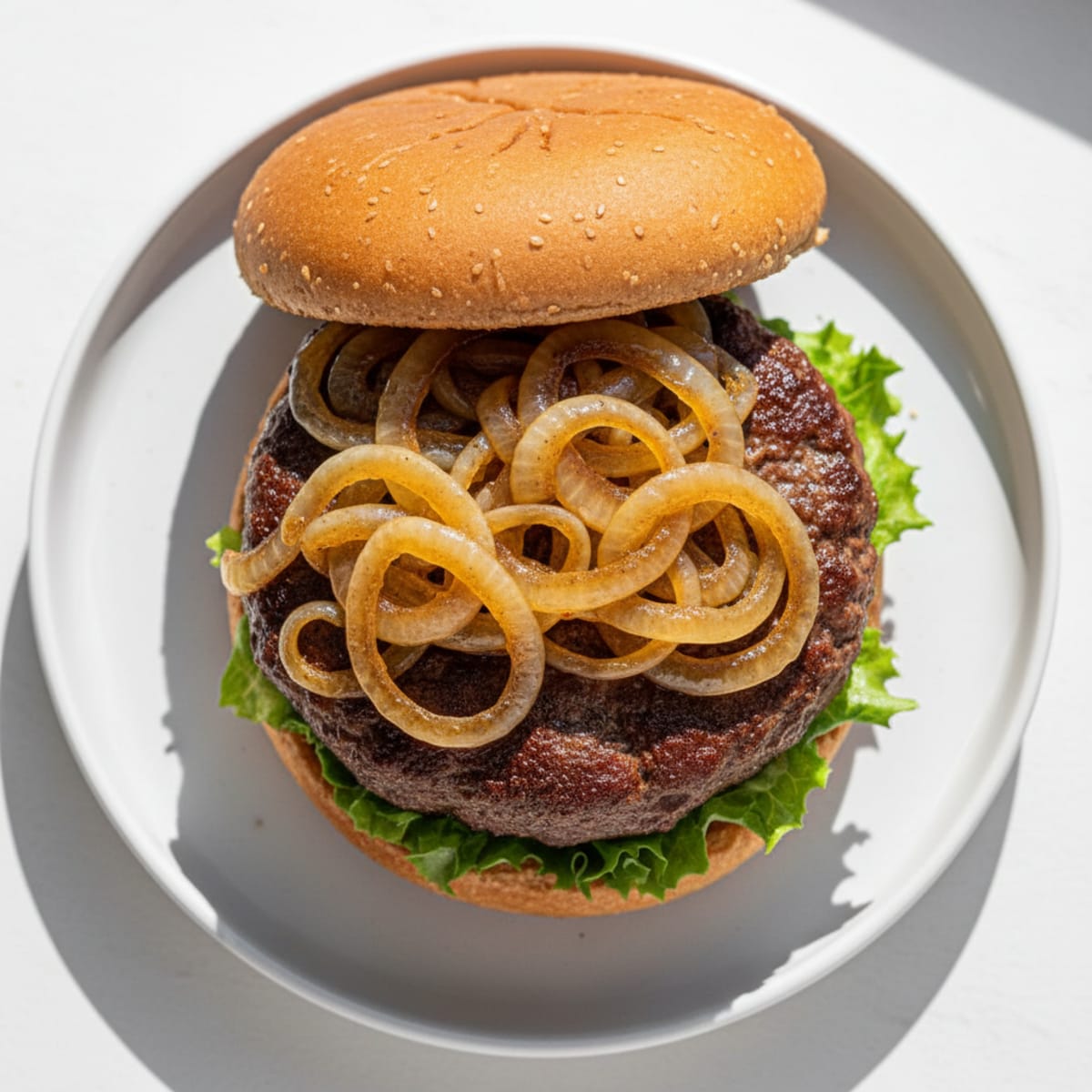 Classic Beef Burger with Caramelized Onions
