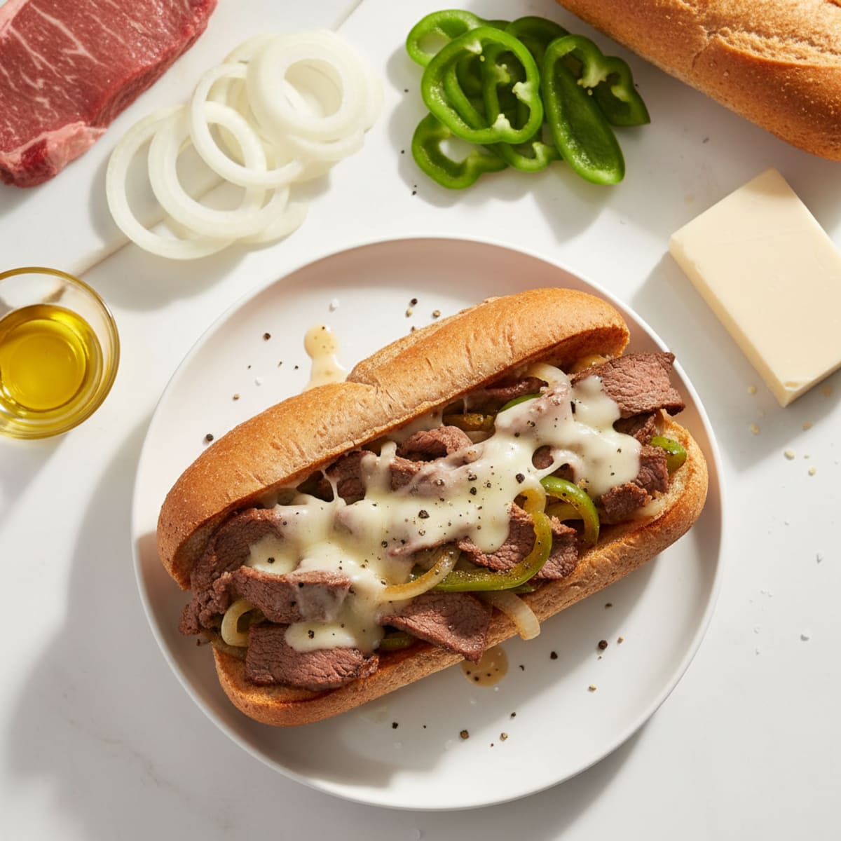 Classic Philly Cheesesteak Sandwich