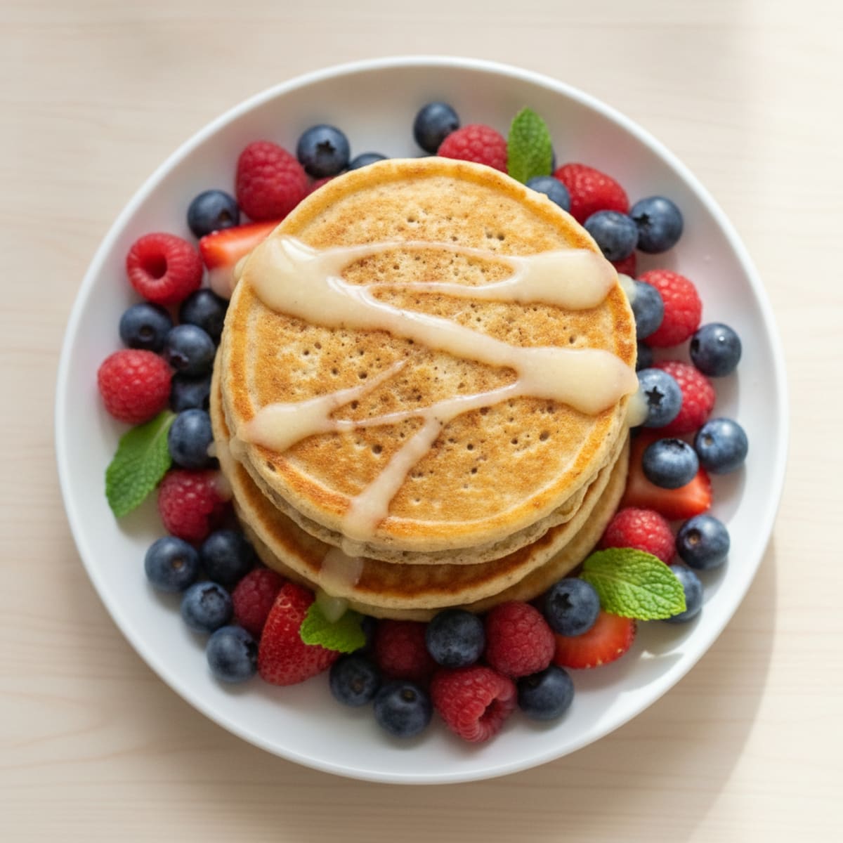 Fluffy Buttermilk-Style Protein Hot Cakes with Berries