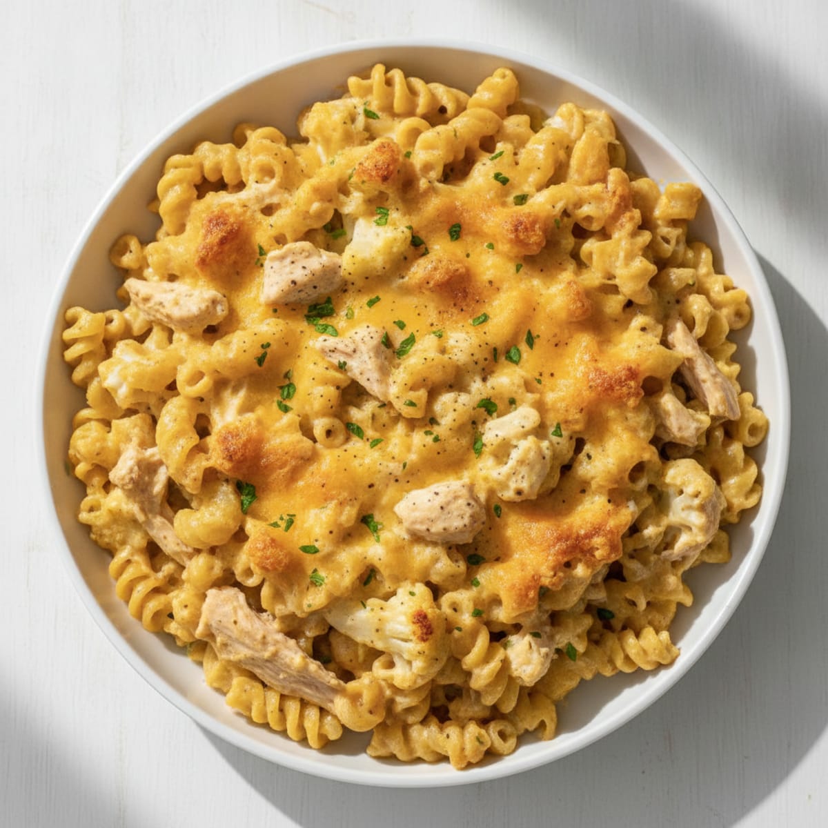 High-Protein Baked Chicken Mac & Cheese