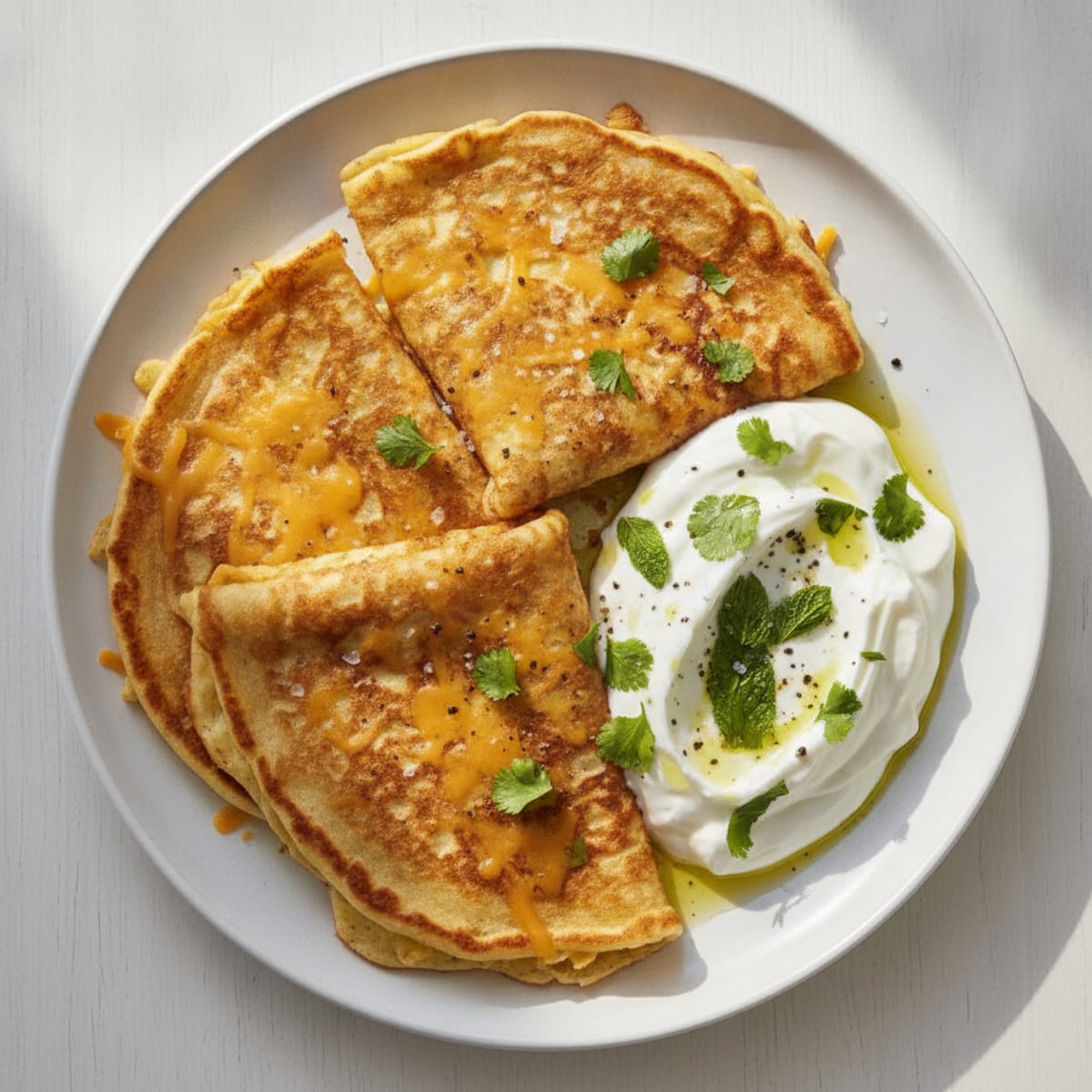 Savory Cheddar Yogurt Pancakes