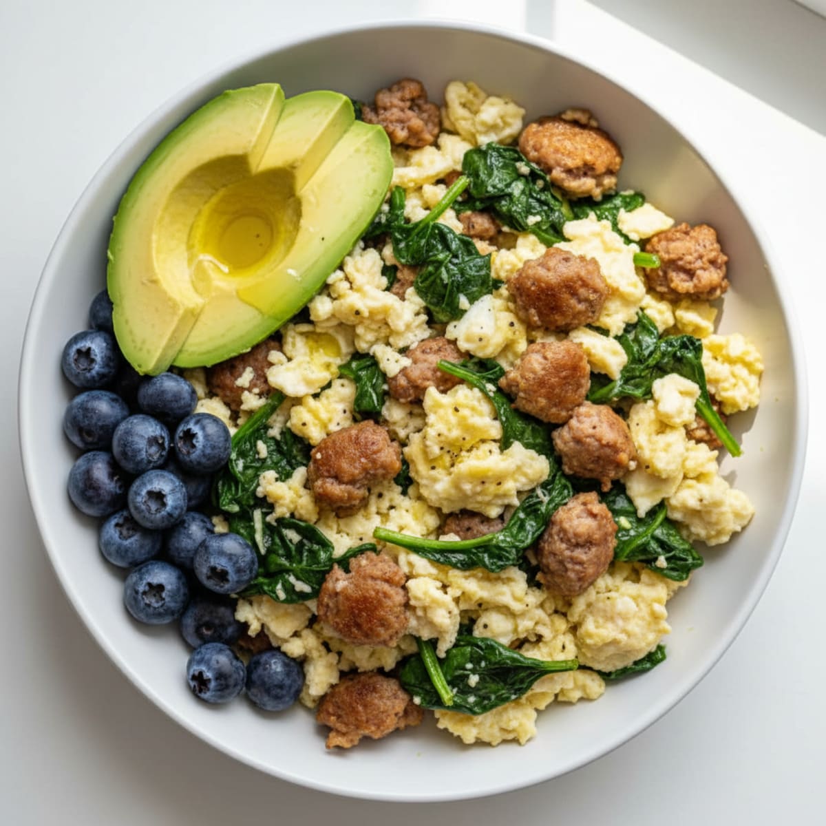 Egg White and Turkey Sausage Scramble with Spinach