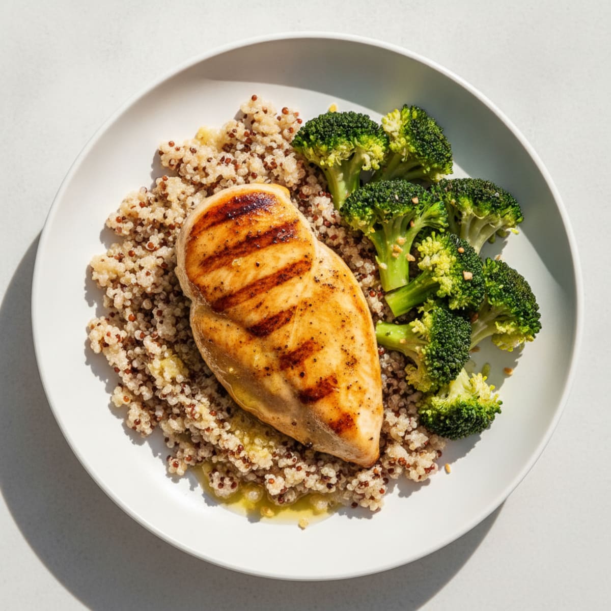 Grilled Chicken Breast with Quinoa and Steamed Broccoli