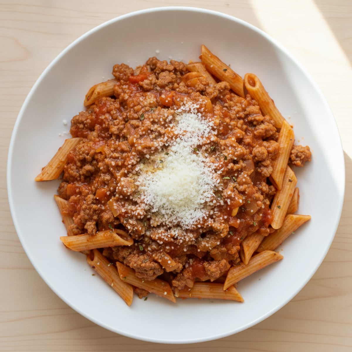 Ground Beef Pasta with Parmesan