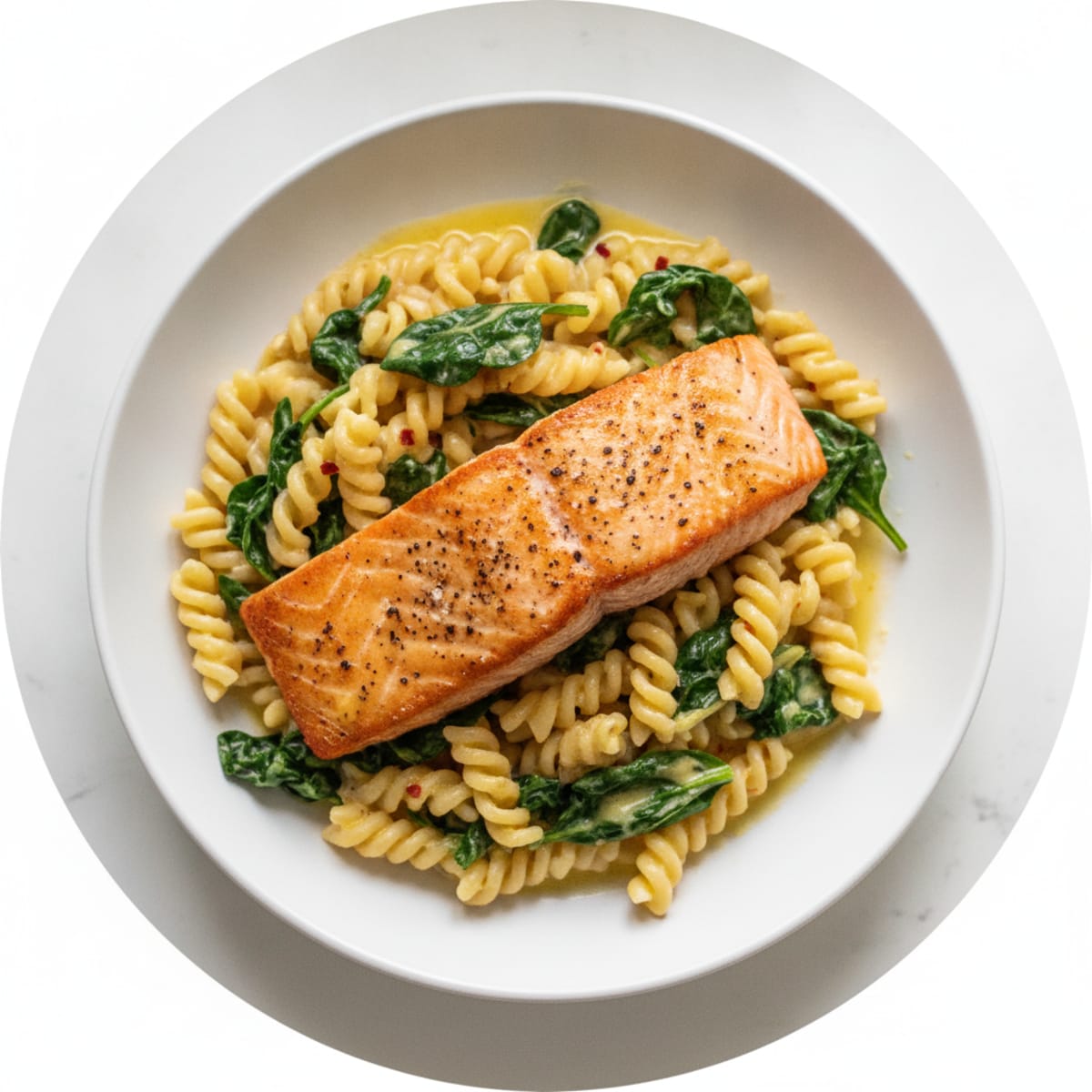 Pan-Seared Salmon with Creamy Noodles