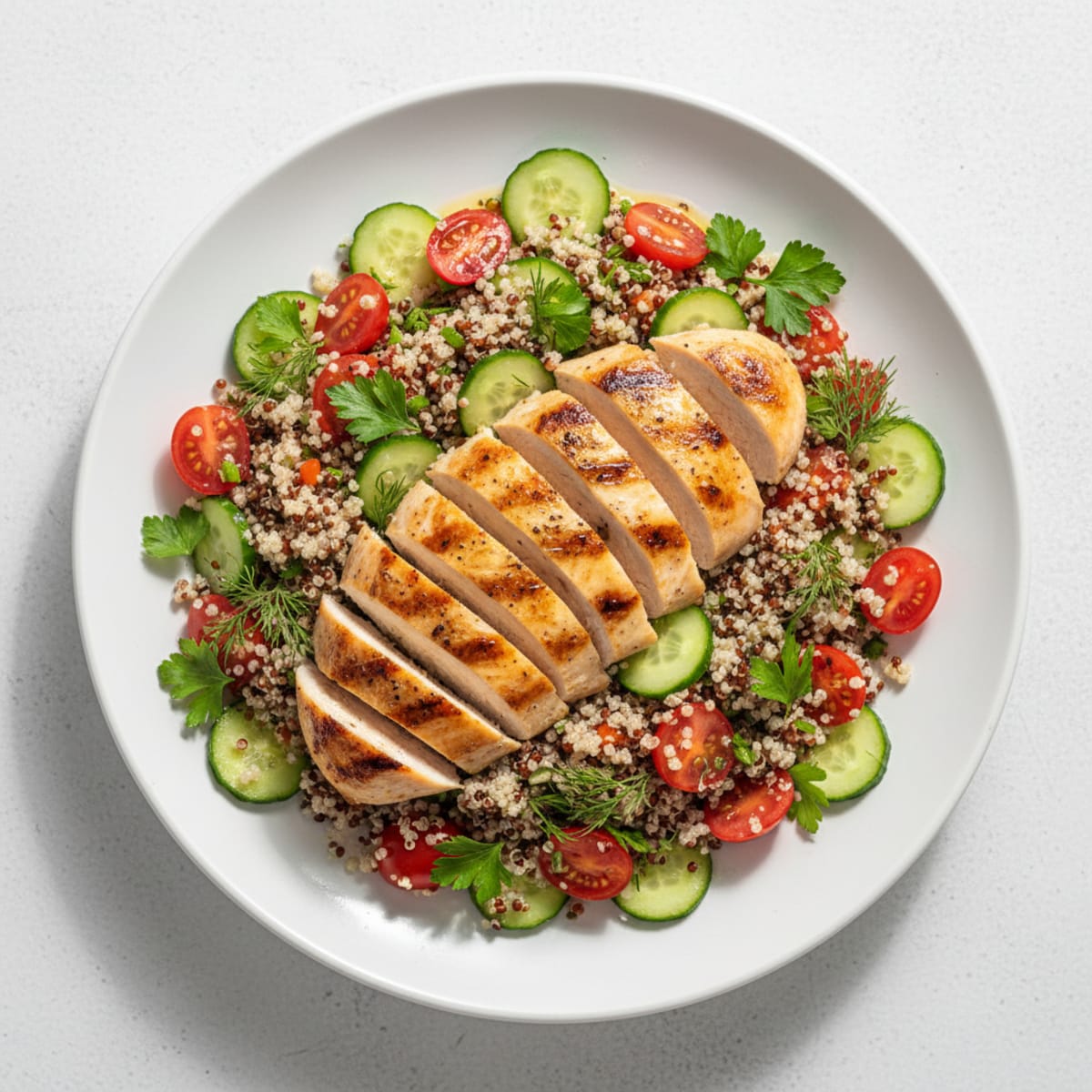 Grilled Chicken Breast with Lemon Pepper Quinoa Salad