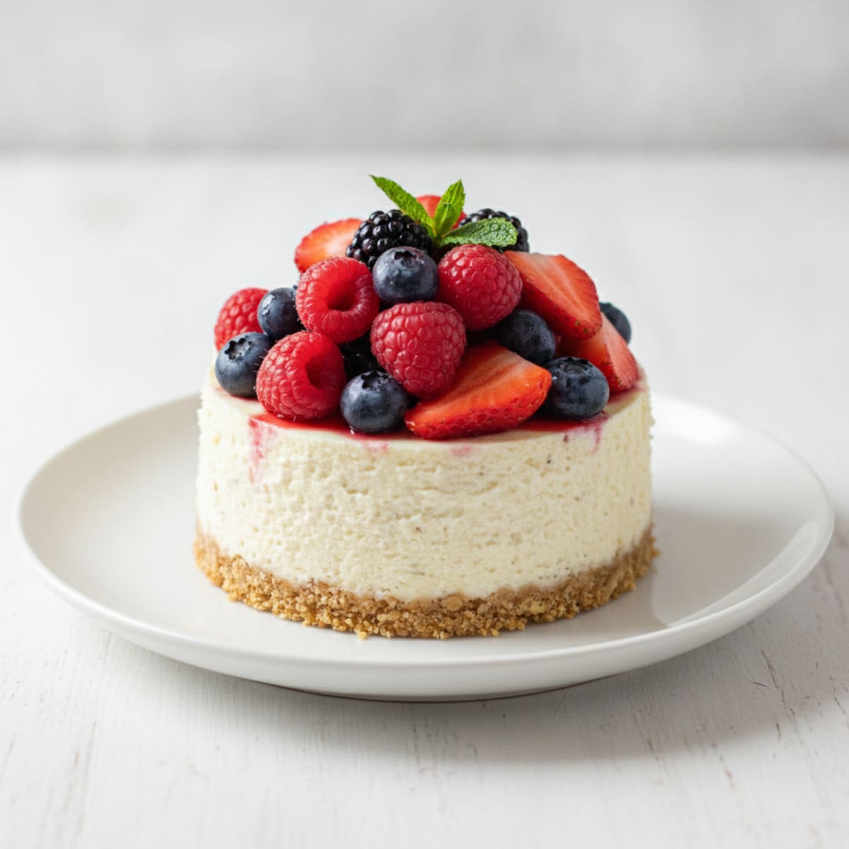 Greek Yogurt Protein Cheesecake with Fresh Berries