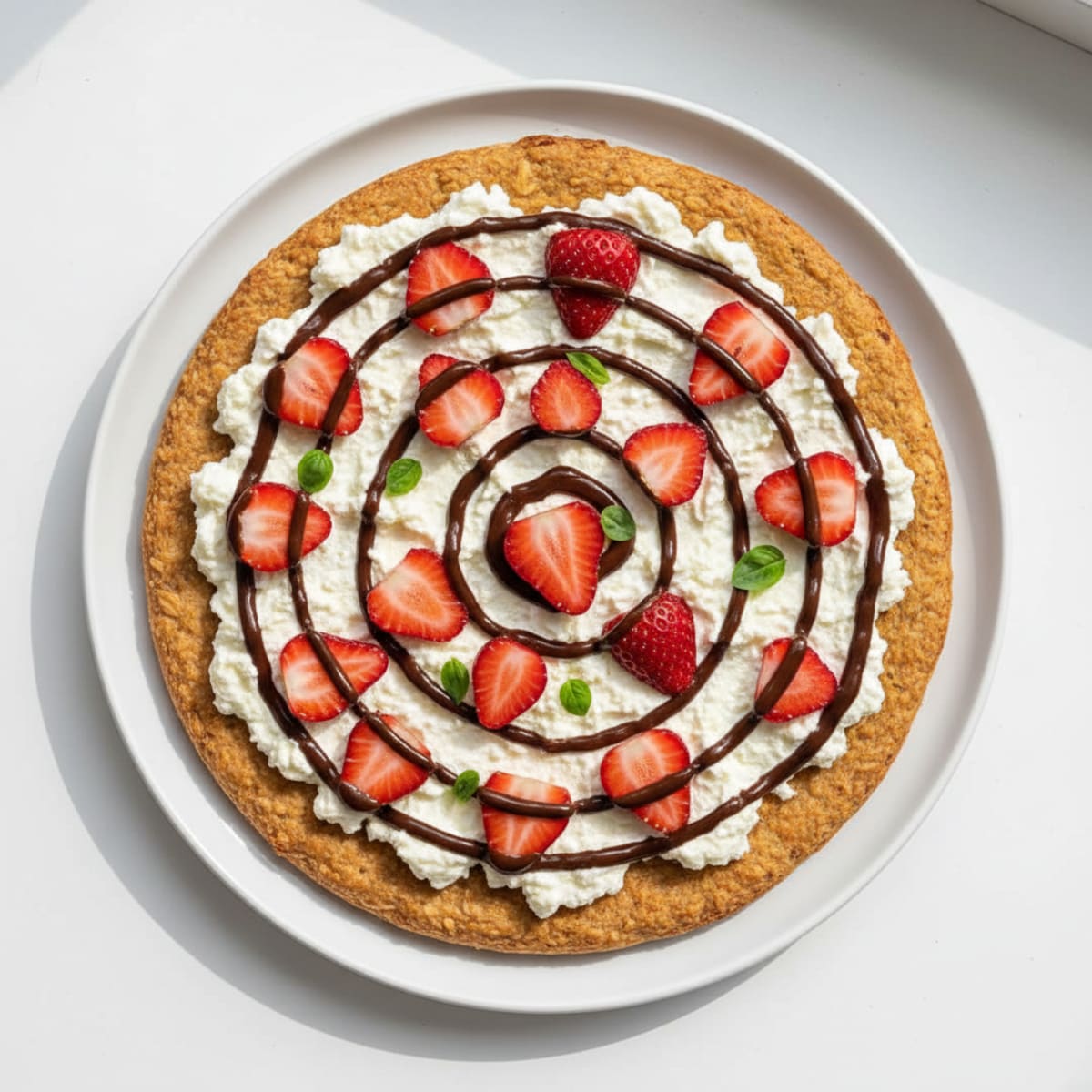 Silky Chocolate Protein Pizza with Ricotta and Strawberries