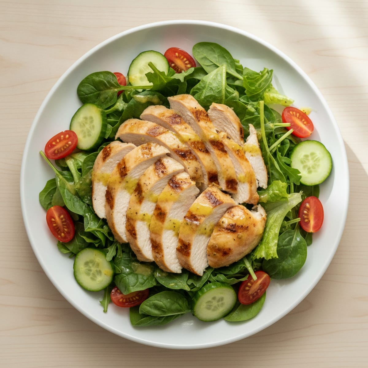 Grilled Chicken and Mixed Greens Salad with Lemon Vinaigrette