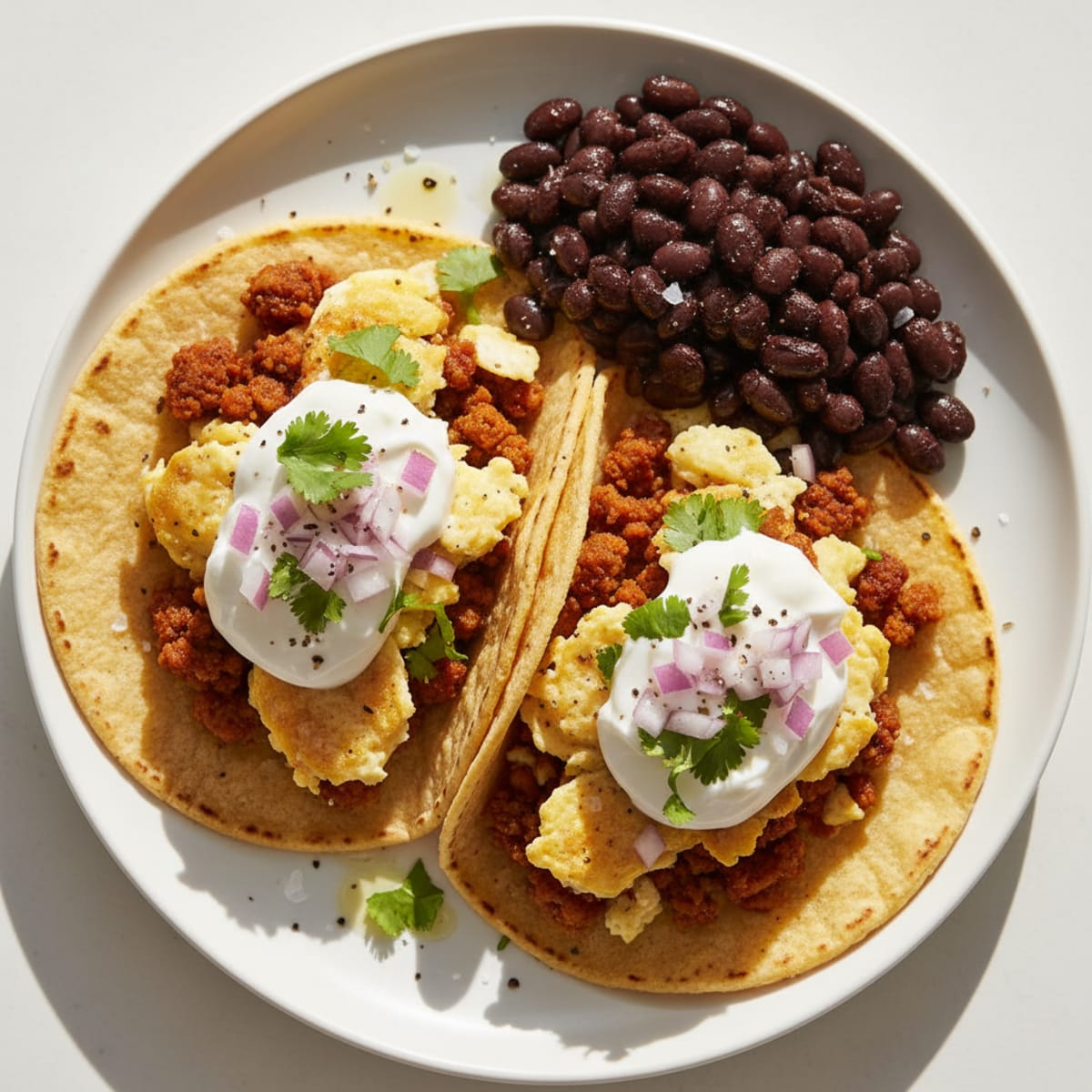 Soyrizo and Egg Breakfast Tacos