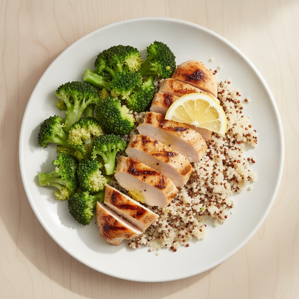 Grilled Chicken Breast with Quinoa and Steamed Broccoli