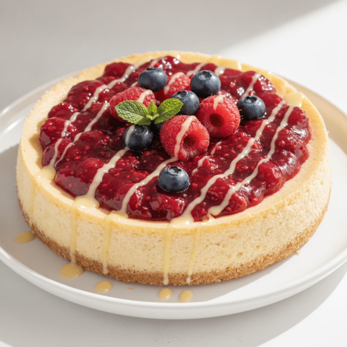 Greek Yogurt Protein Cheesecake with Fresh Berries