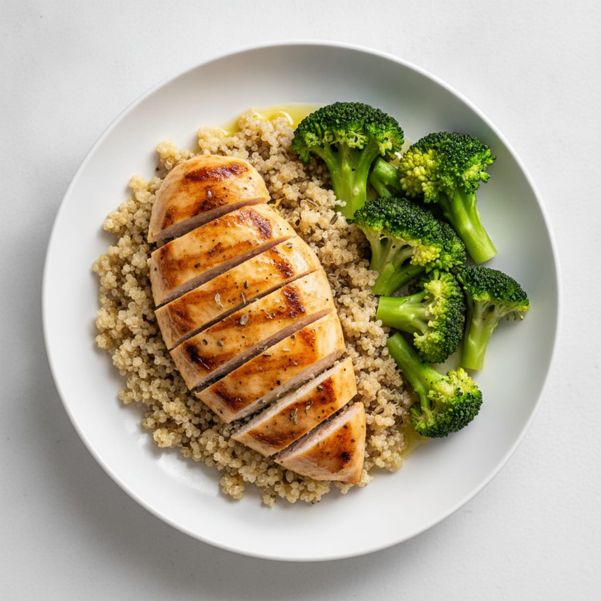Grilled Chicken Breast with Quinoa and Steamed Broccoli