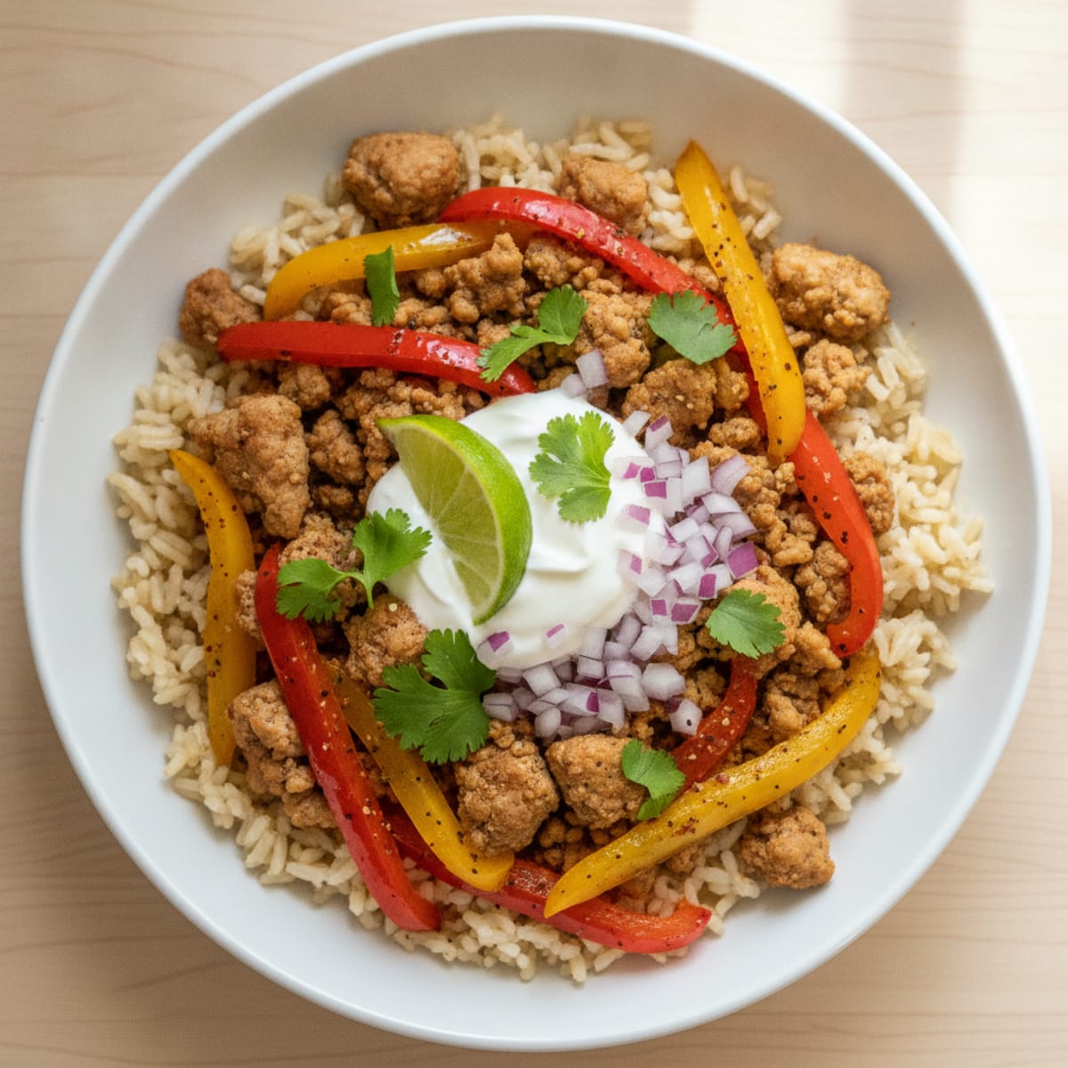 Ground Turkey Taco Rice Bowl