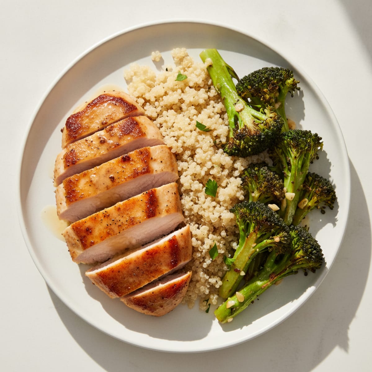 Seared Turkey Breast with Roasted Broccoli and Quinoa