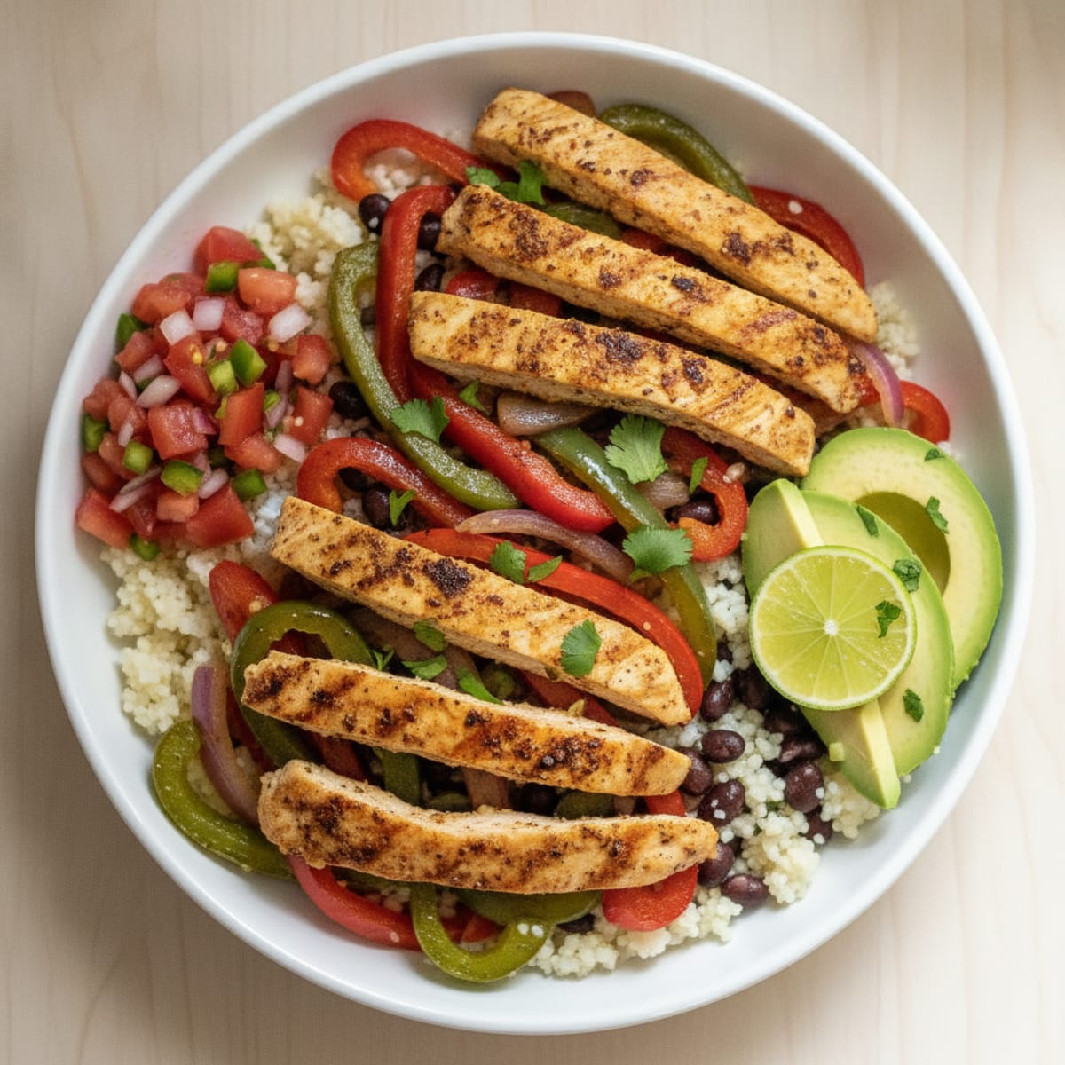Chicken Fajita Bowl with Salsa