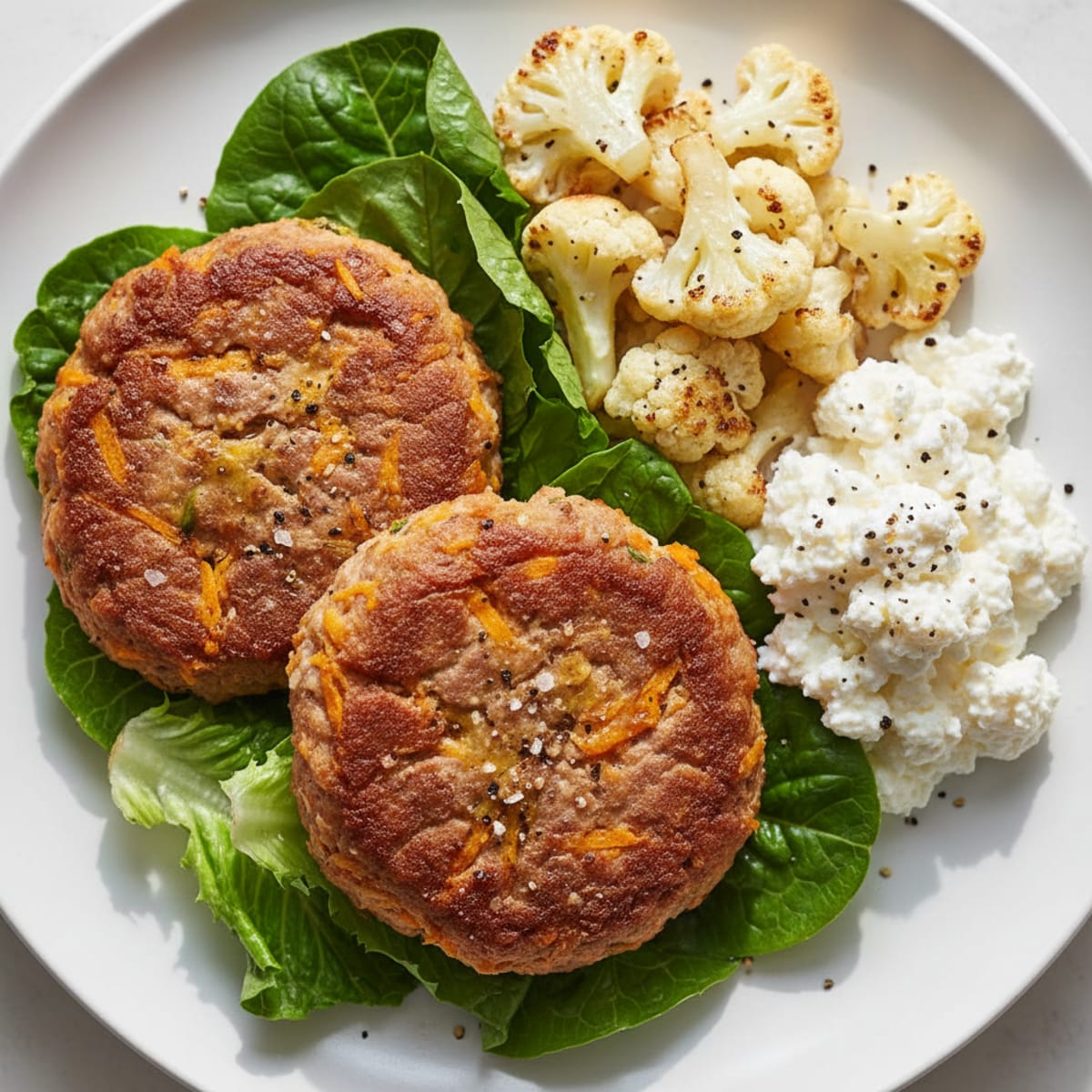 Beef and Sweet Potato Patties with Cottage Cheese