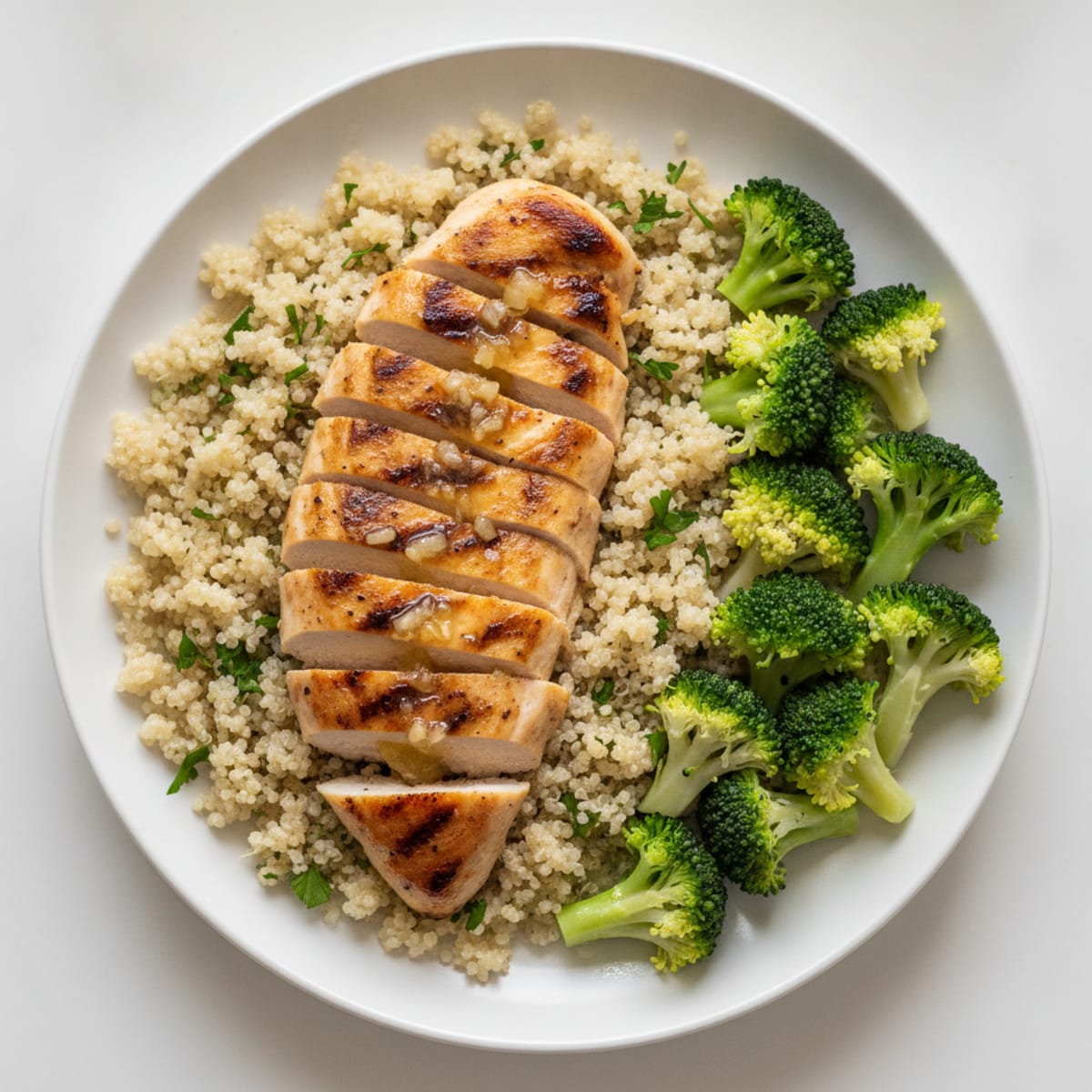 Grilled Chicken Breast with Quinoa and Steamed Broccoli