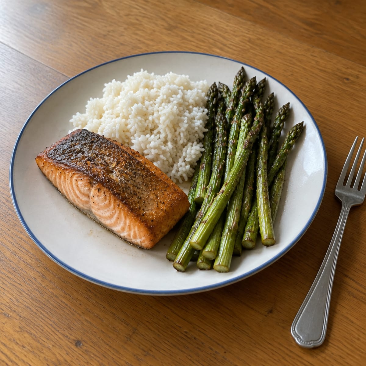 Pan-seared salmon with roasted asparagus