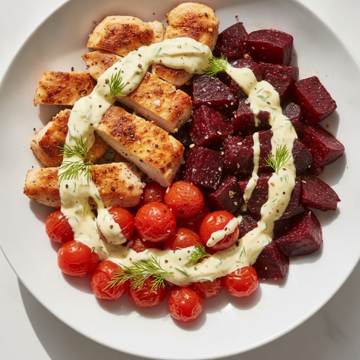 Lemon Herb Chicken and Roasted Beet Bowl