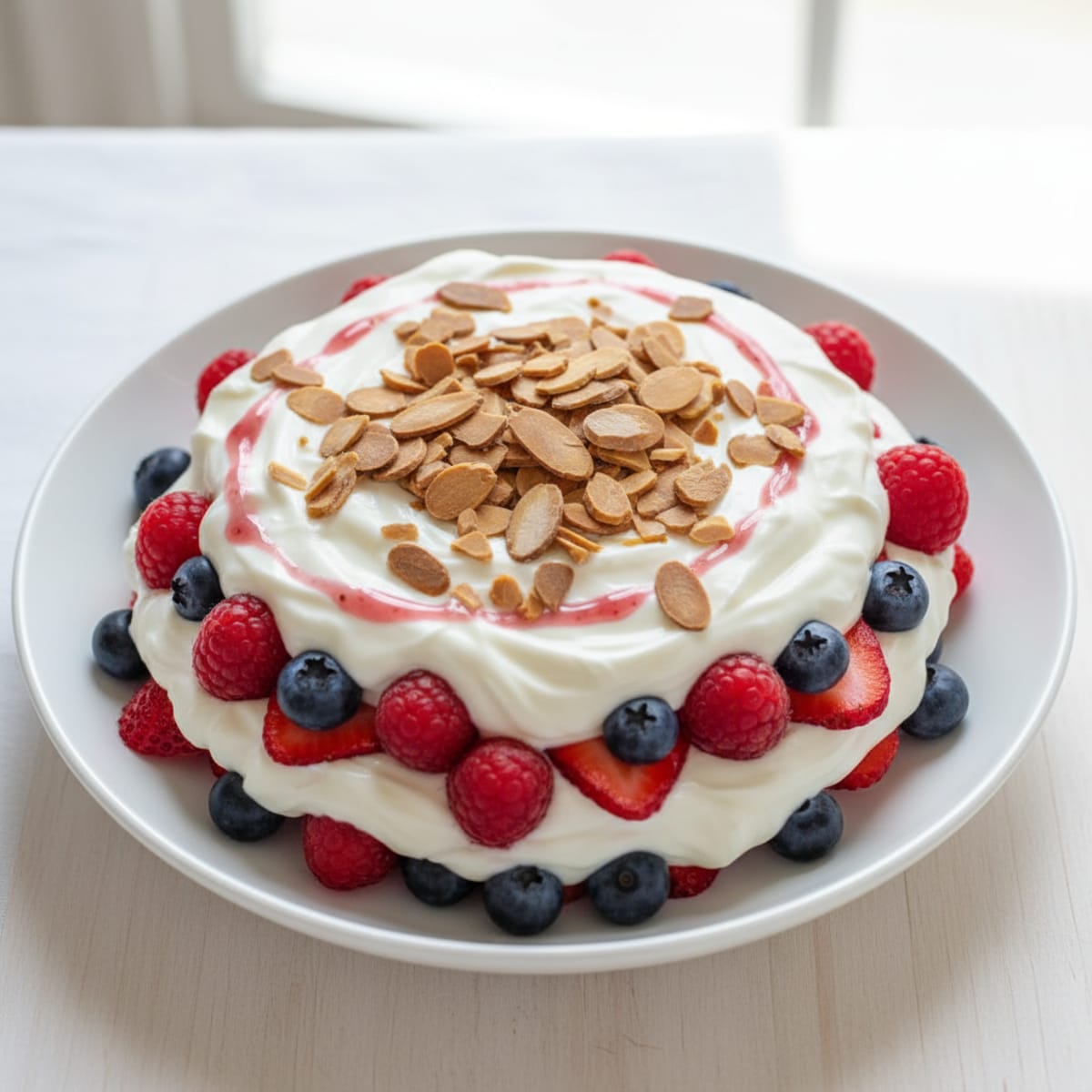 Greek Yogurt Protein Parfait with Mixed Berries and Almonds