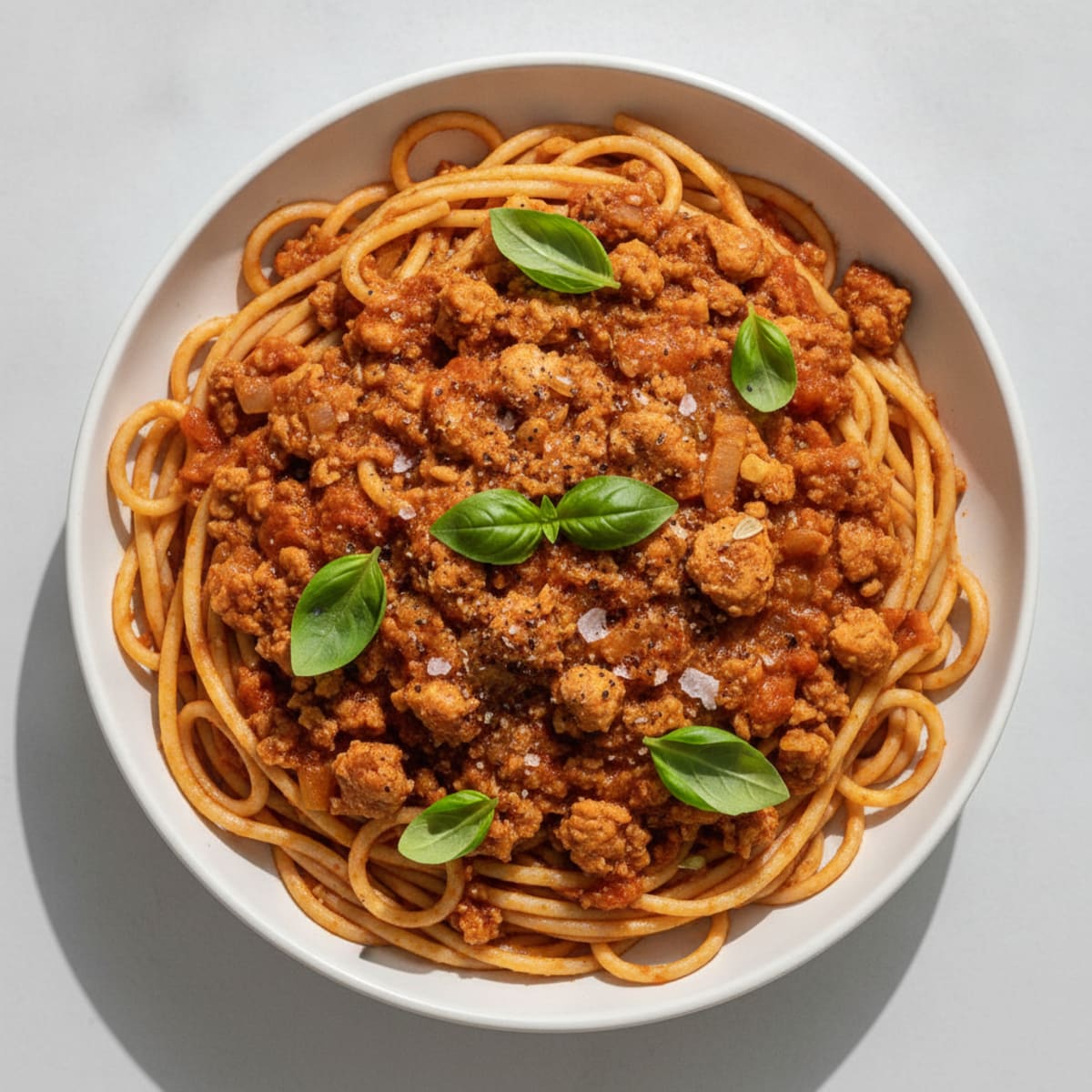 Ground Turkey Bolognese with Protein Spaghetti