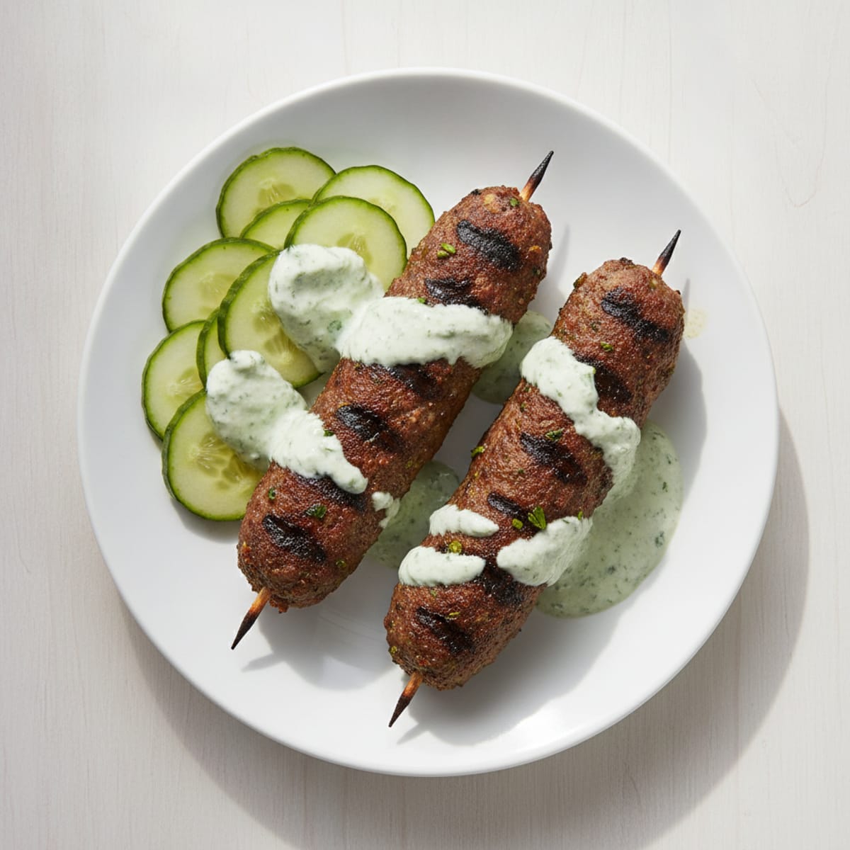 Ground Lamb Kofta Skewers with Mint Yogurt