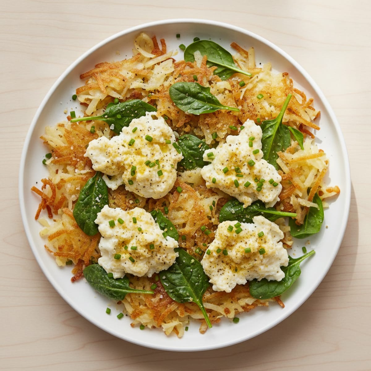 Fluffy Egg White Hash Brown Scramble