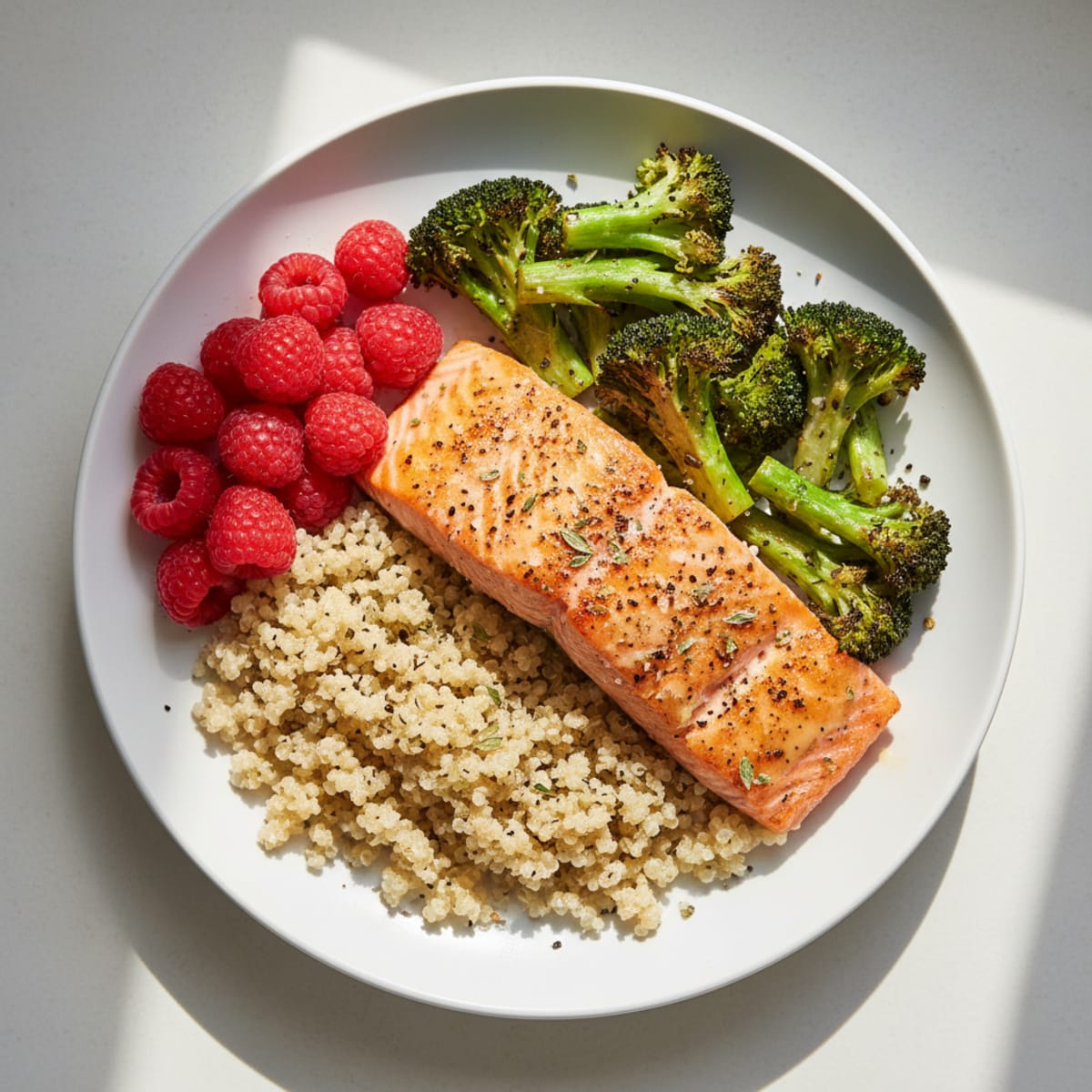 Baked Salmon with Quinoa and Roasted Broccoli
