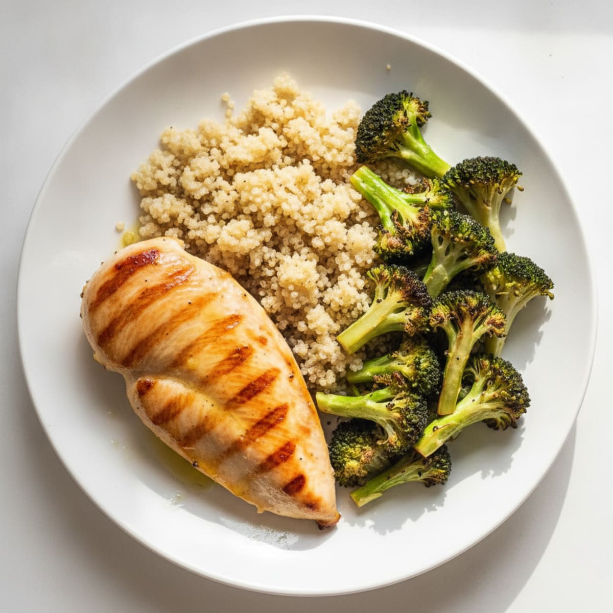 Grilled Chicken Breast with Roasted Broccoli and Quinoa