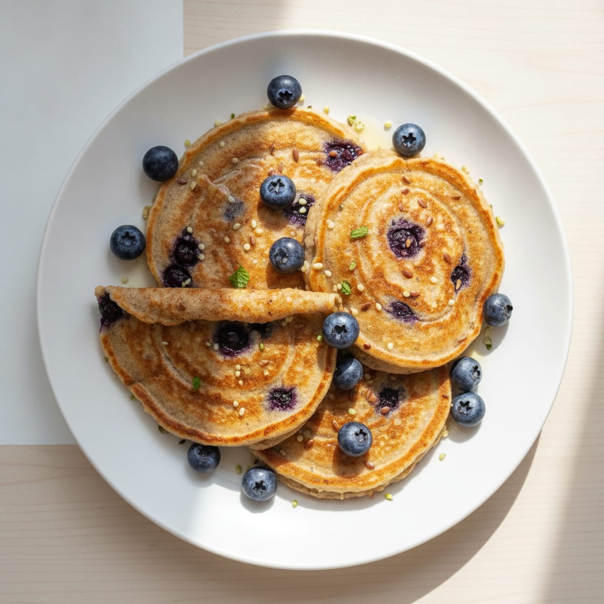 Blueberry Oatmeal Vegan Pancakes