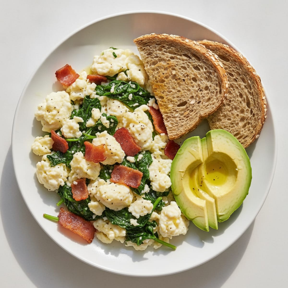 Egg White Scramble with Spinach and Turkey Bacon