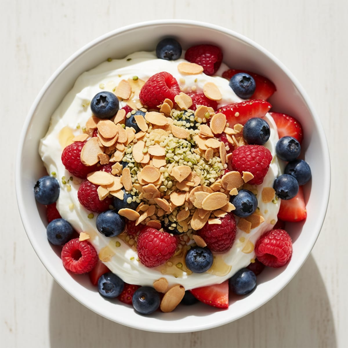 Greek Yogurt Protein Parfait with Berries and Almonds