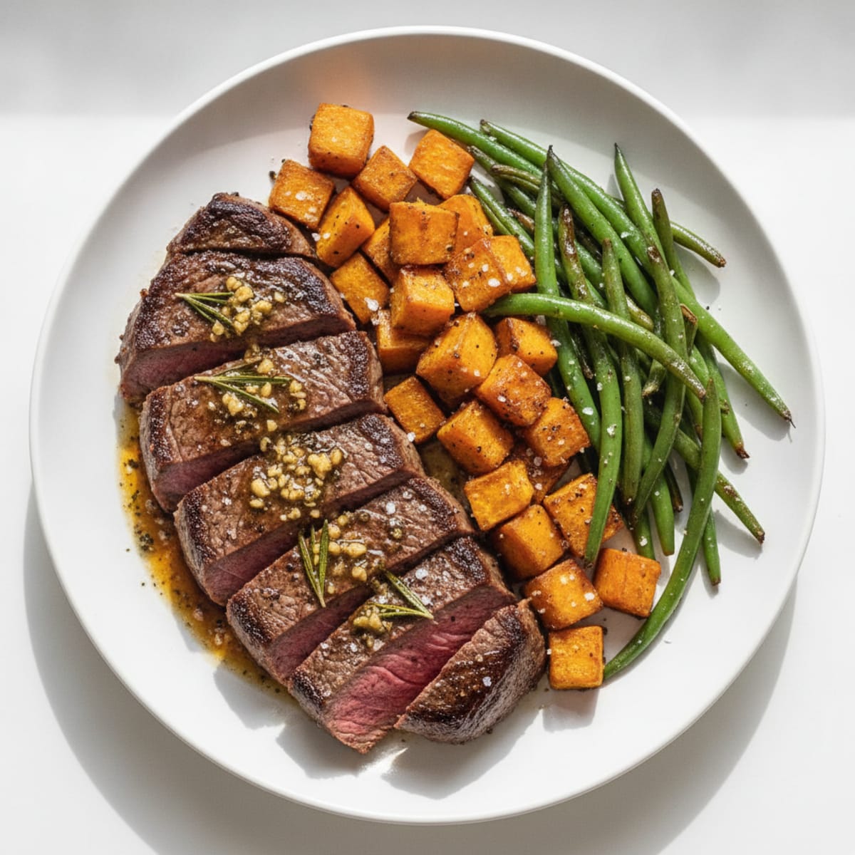 Garlic Herb Steak with Roasted Sweet Potatoes