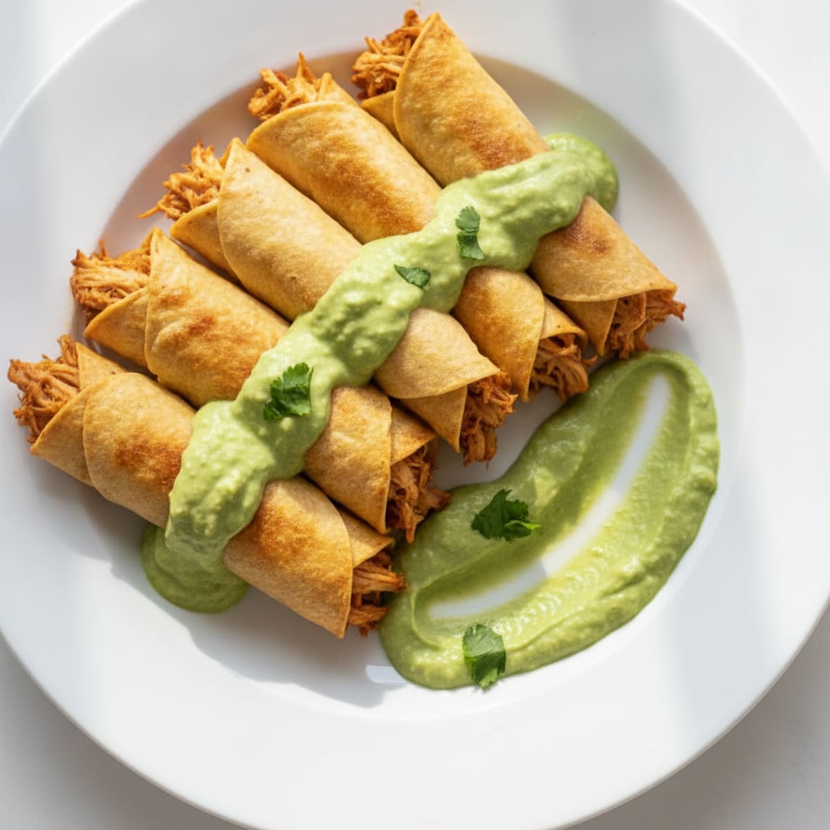 Chicken Flautas with Avocado Crema