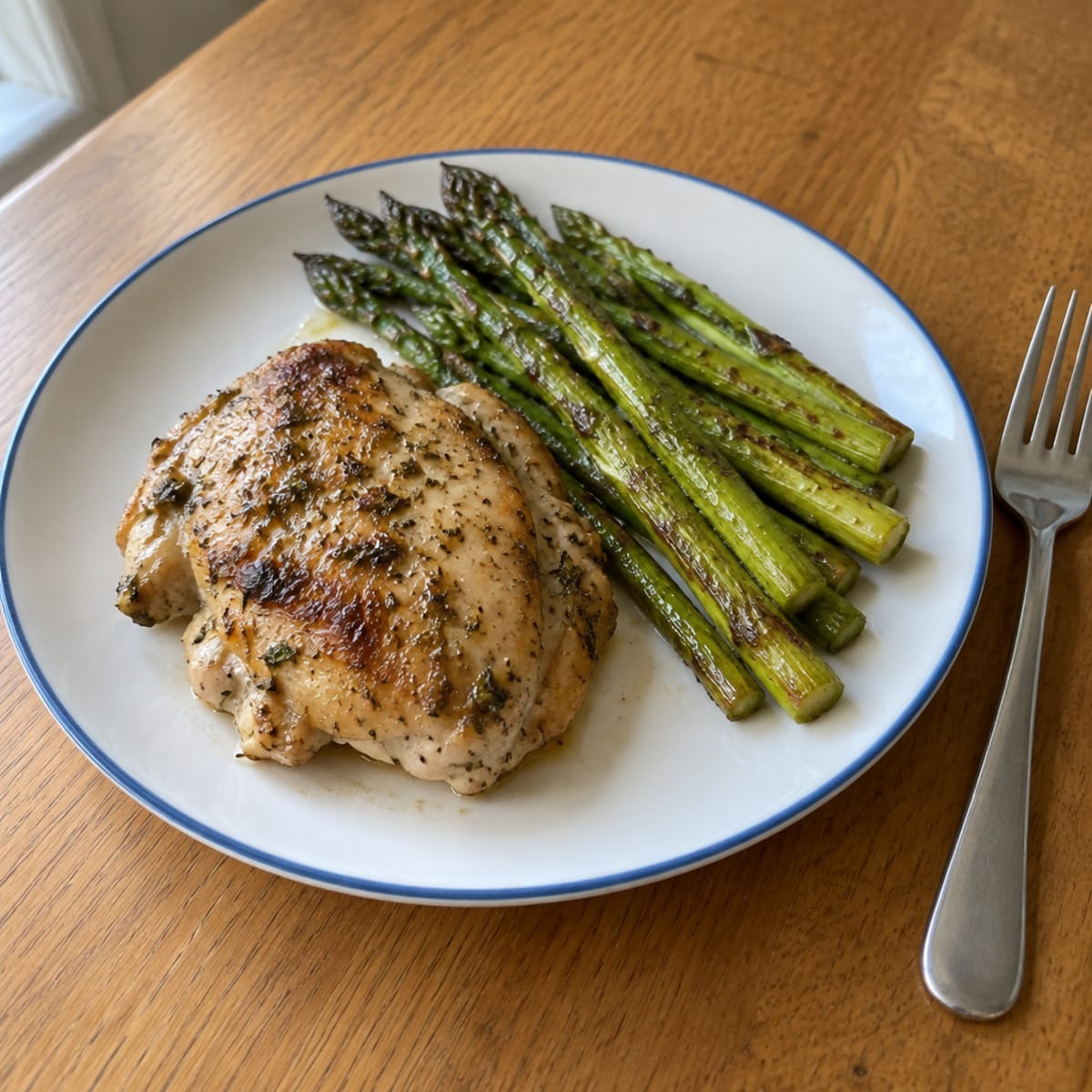 Lemon herb roasted chicken and asparagus
