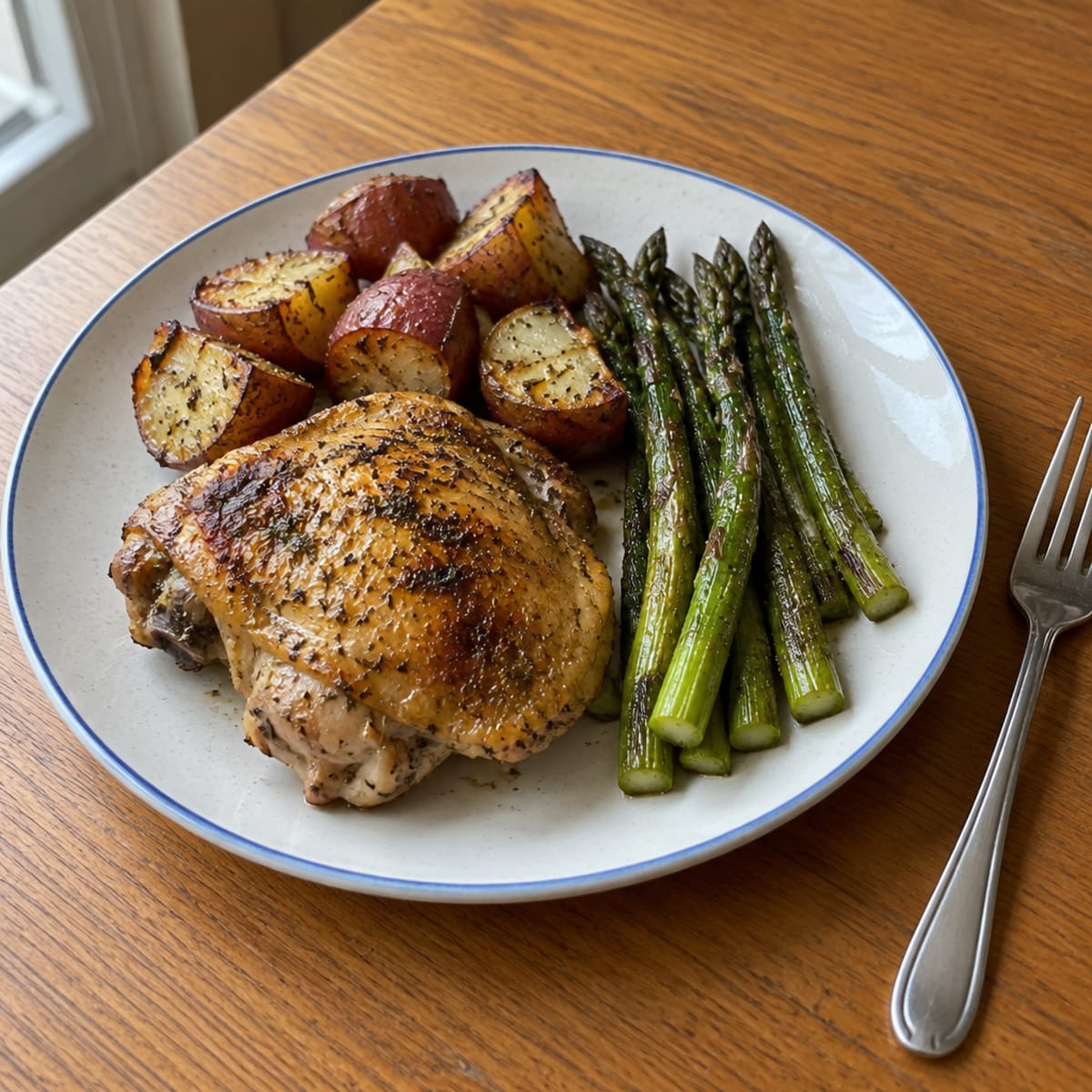 Lemon herb roasted chicken thighs