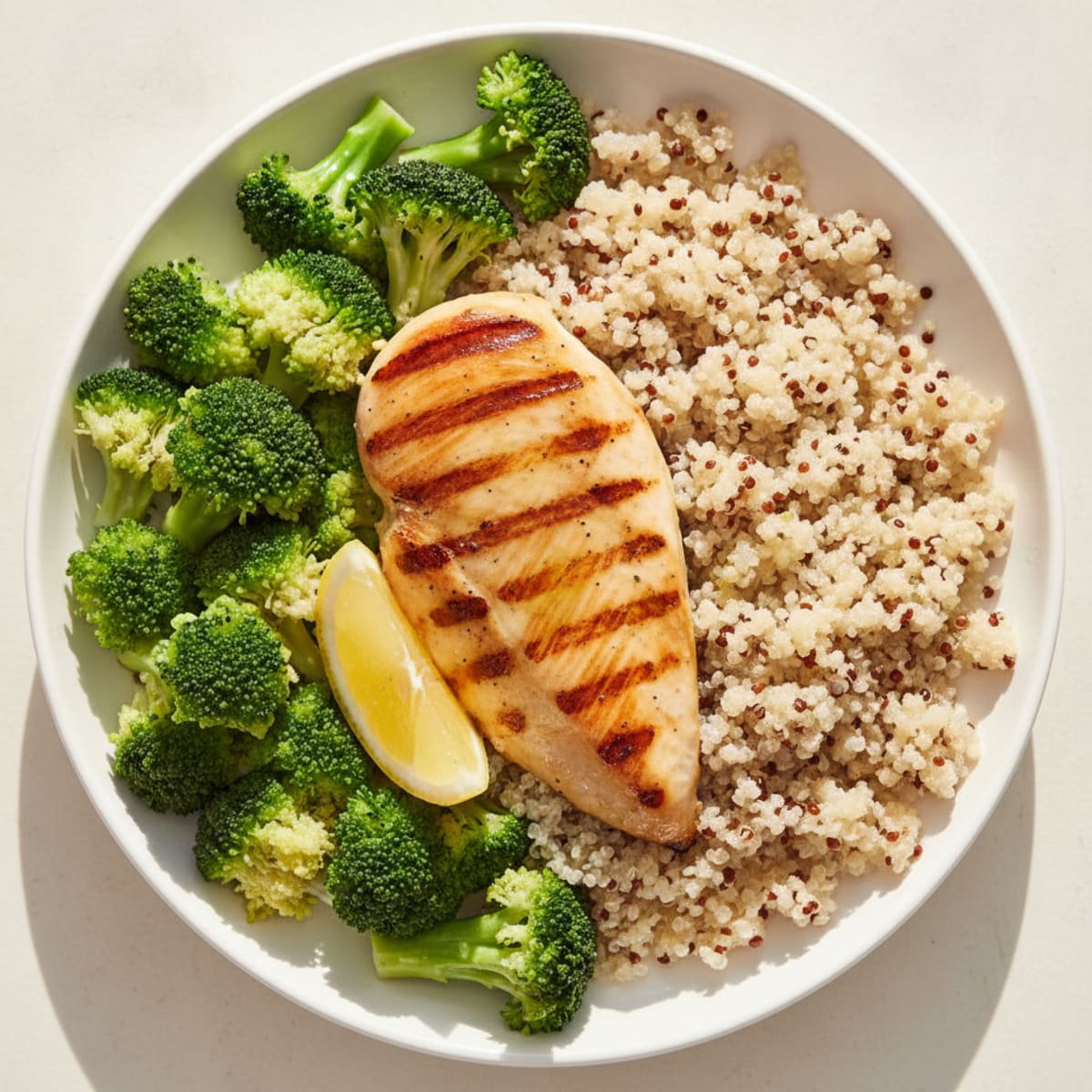 Grilled Chicken Breast with Quinoa and Steamed Broccoli