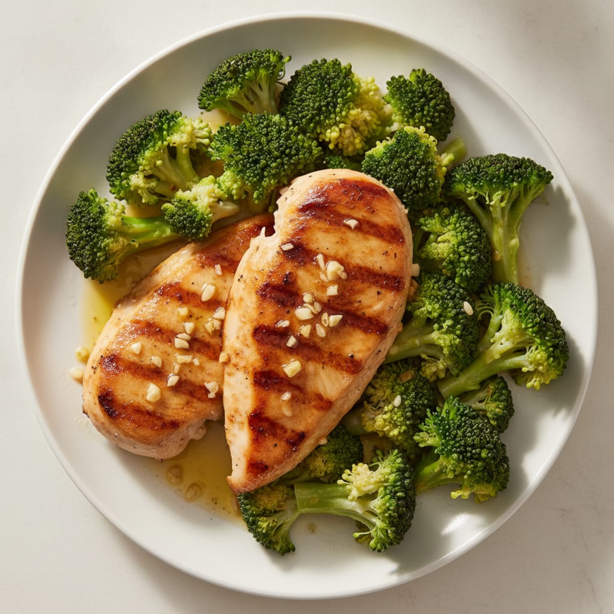 Grilled Lemon-Garlic Chicken Breast with Steamed Broccoli