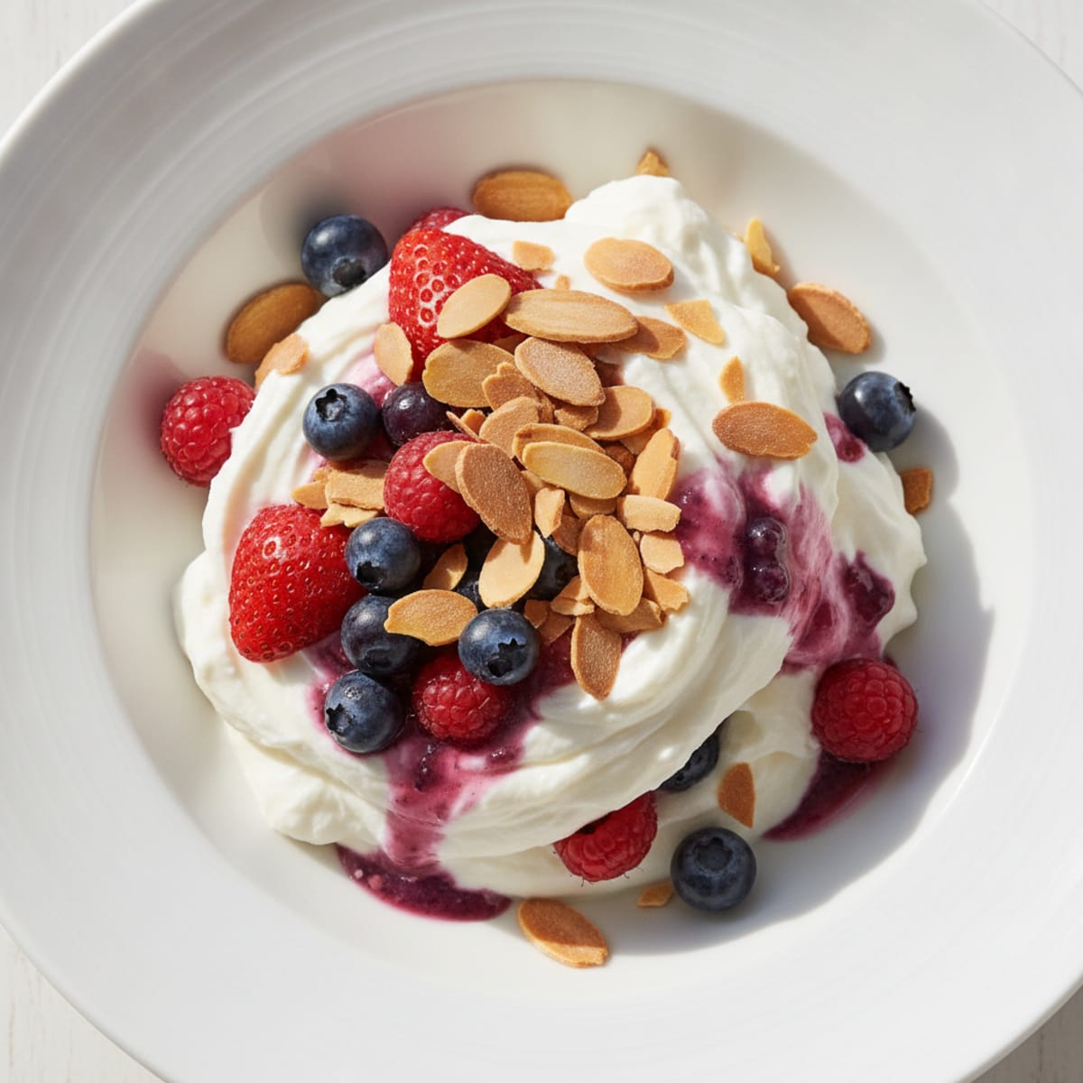 Greek Yogurt Protein Parfait with Mixed Berries and Almonds